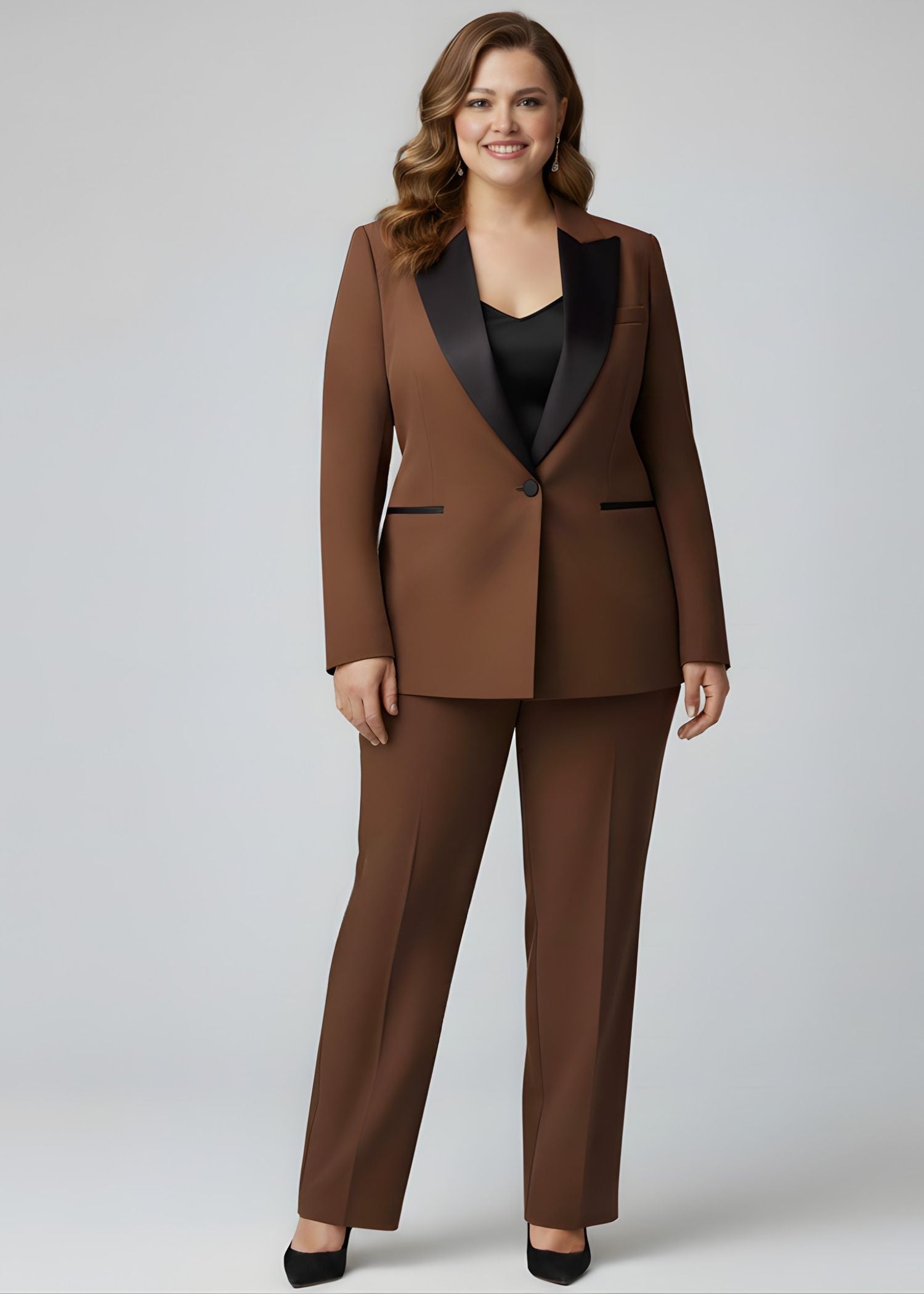 Plus Size Brown Tuxedo for Women