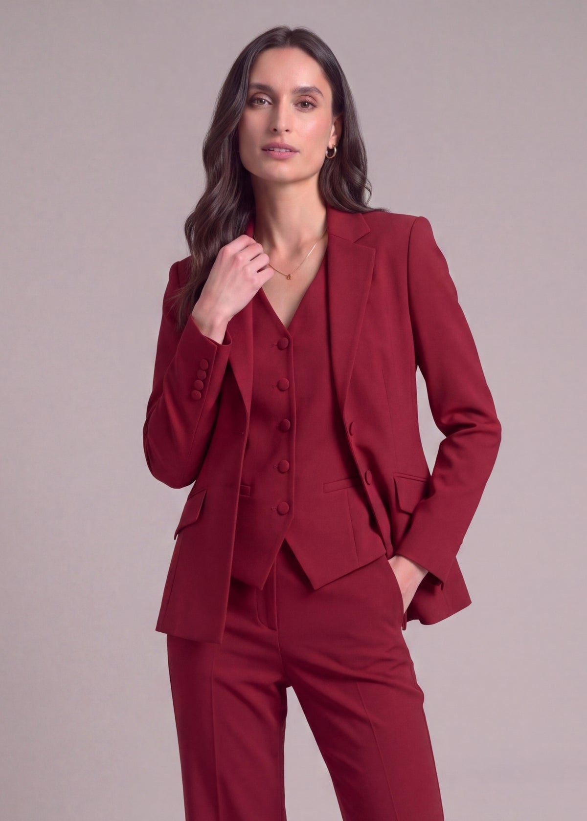 Polynesia Notch lapel Work Ready Suit in Red