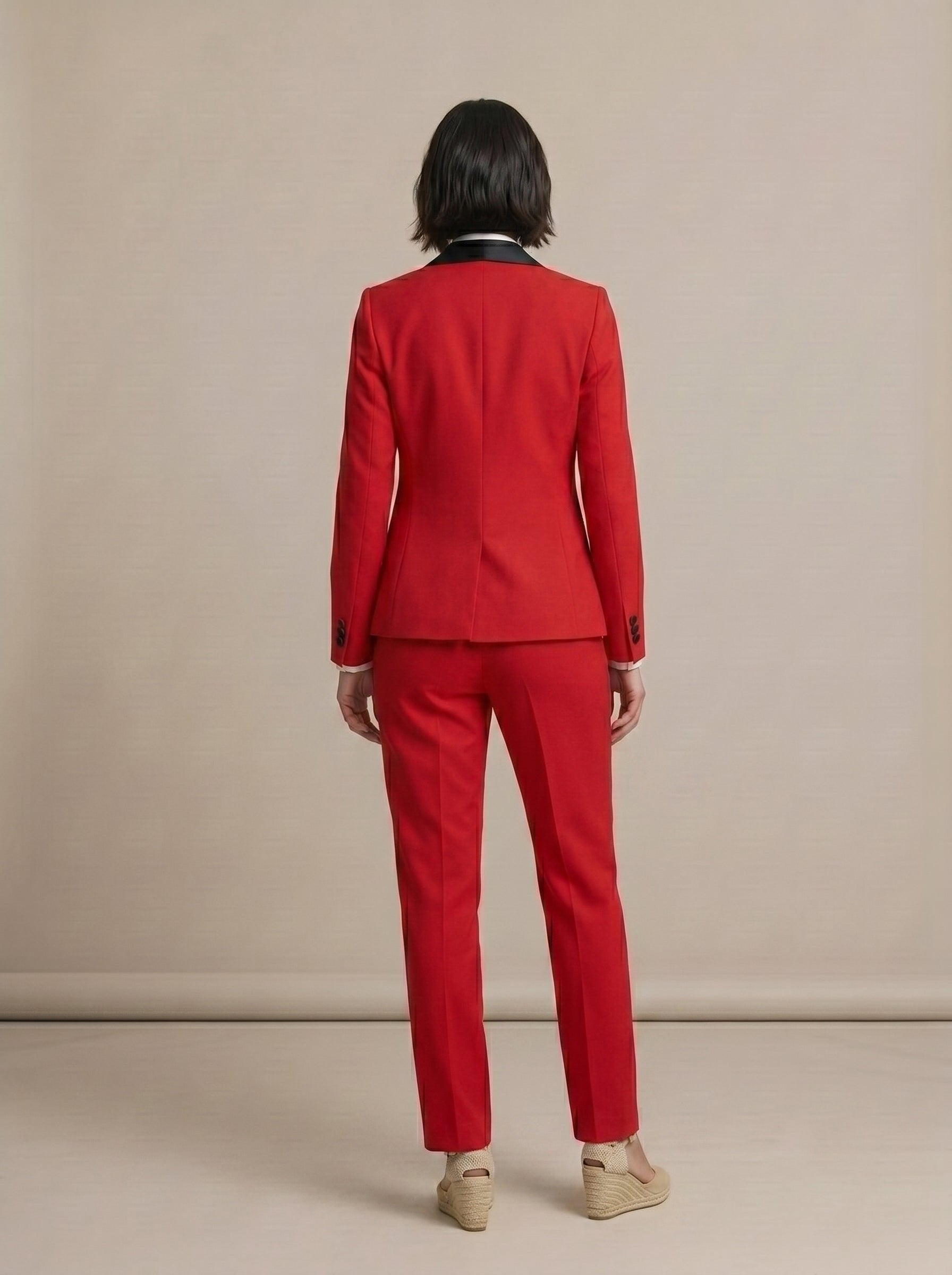 Wide Lapel Three Piece Tuxedo in Red