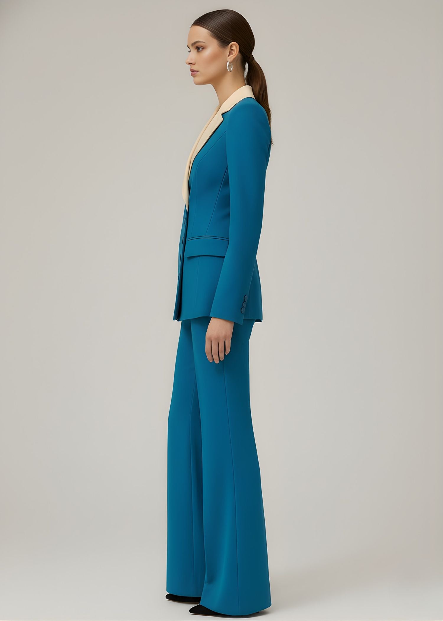 Ladies Sea Blue Notch Lapel Tuxedo