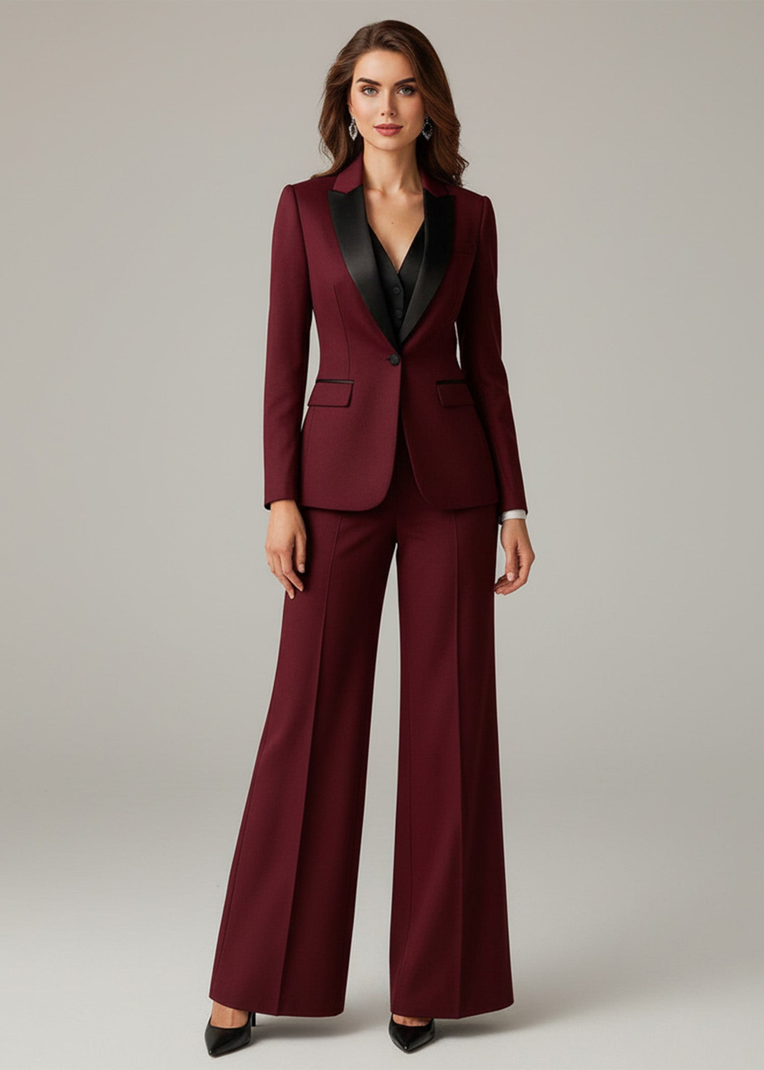 Seraphine Contrast Peak Satin Lapel Tuxedo