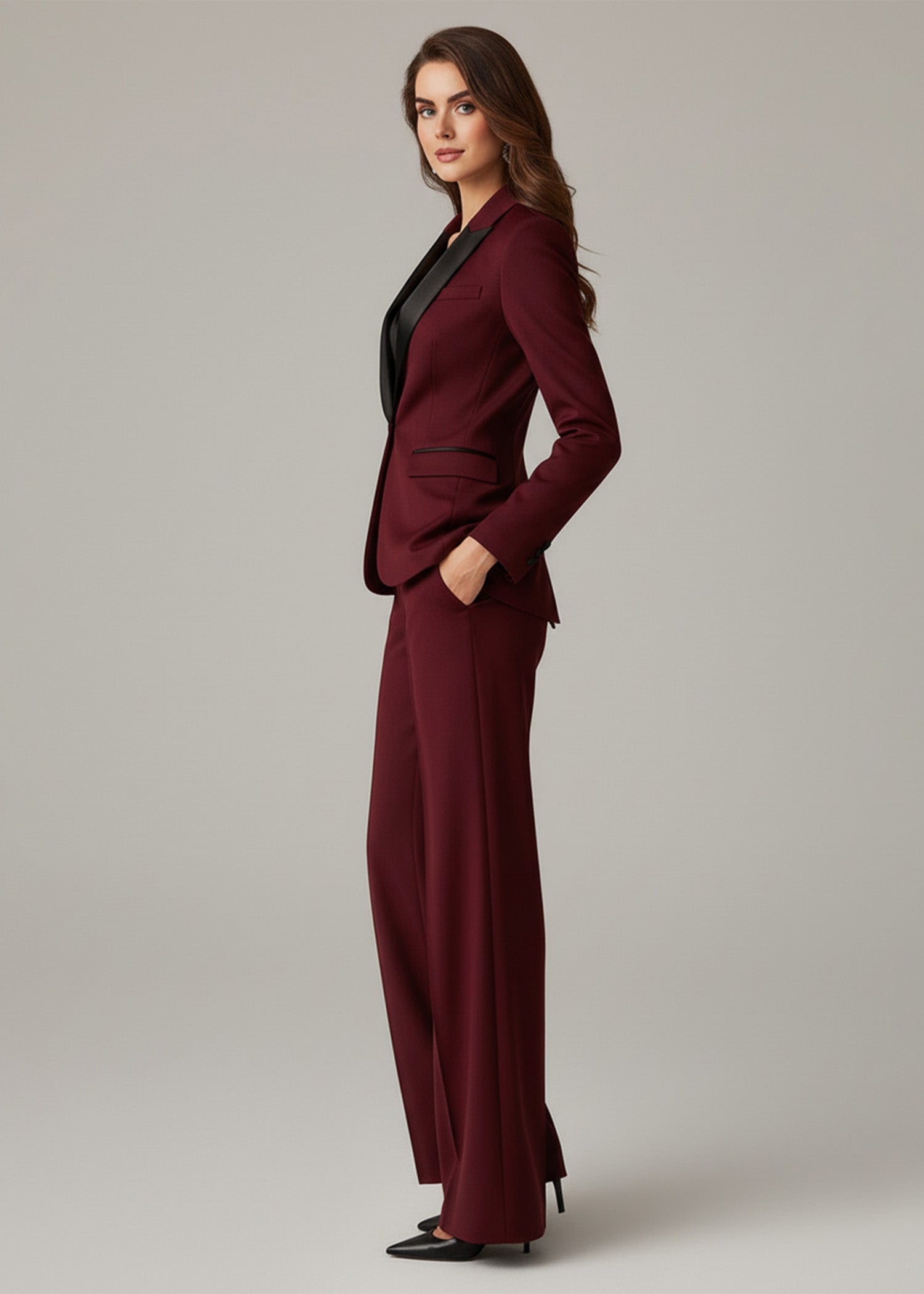 Seraphine Contrast Peak Satin Lapel Tuxedo