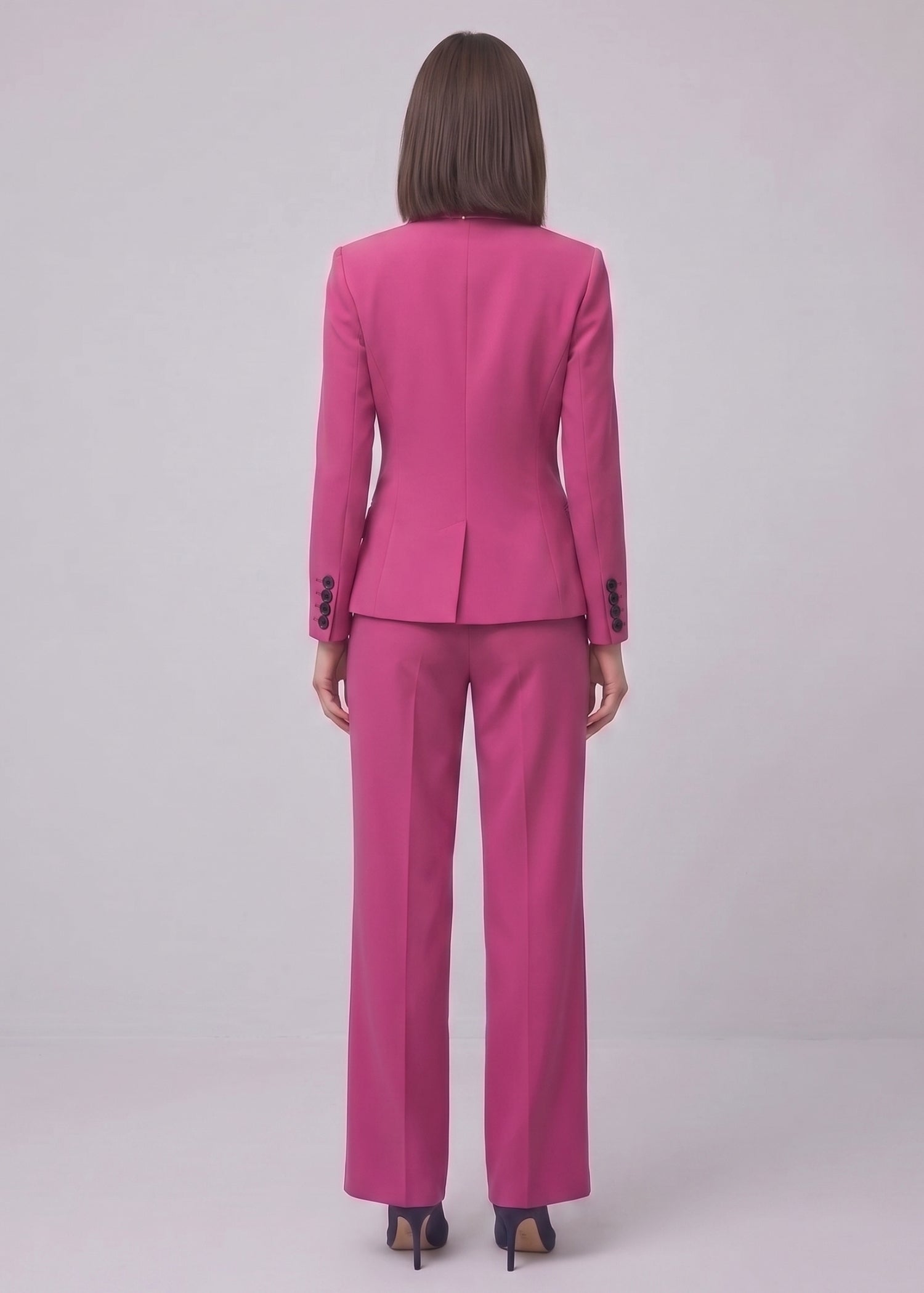 Sicily Fitted Waist Office Suit in Bright Pink
