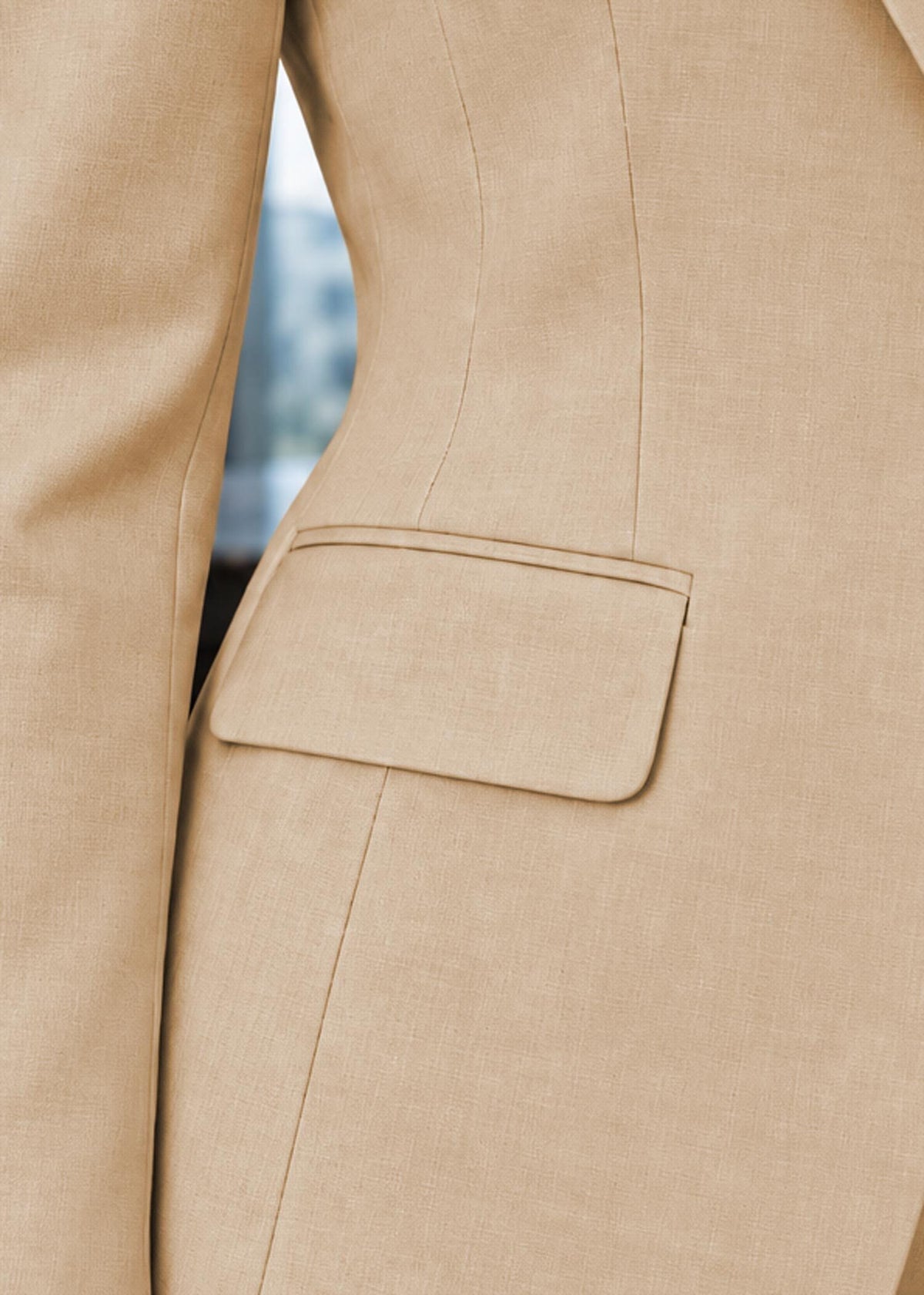 Single Breasted Two Piece Suit in Beige