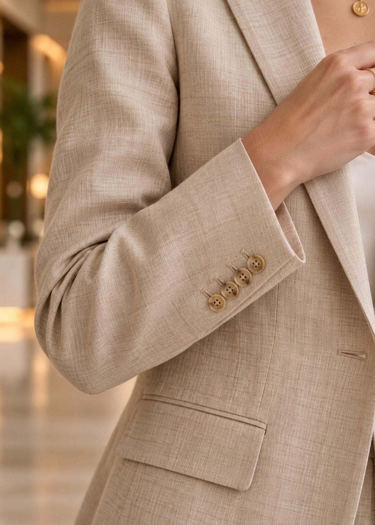 Single Breasted Beige Suit