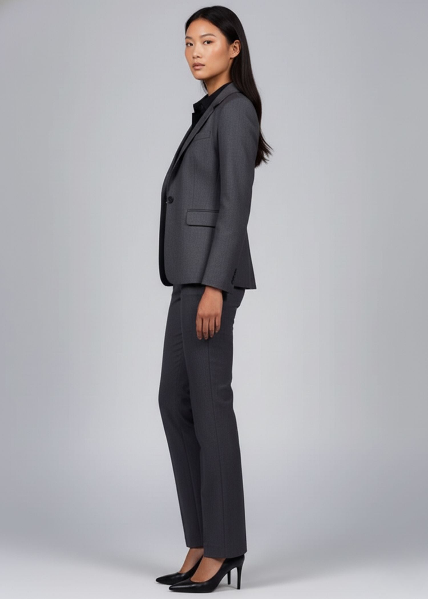 Komodo Single Button Suit in Charcoal Gray