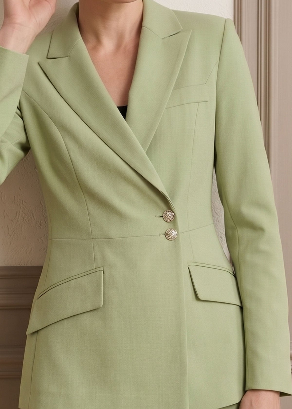 Zanzibar Slanted Pocket Professional Attire Suit in Pale Green
