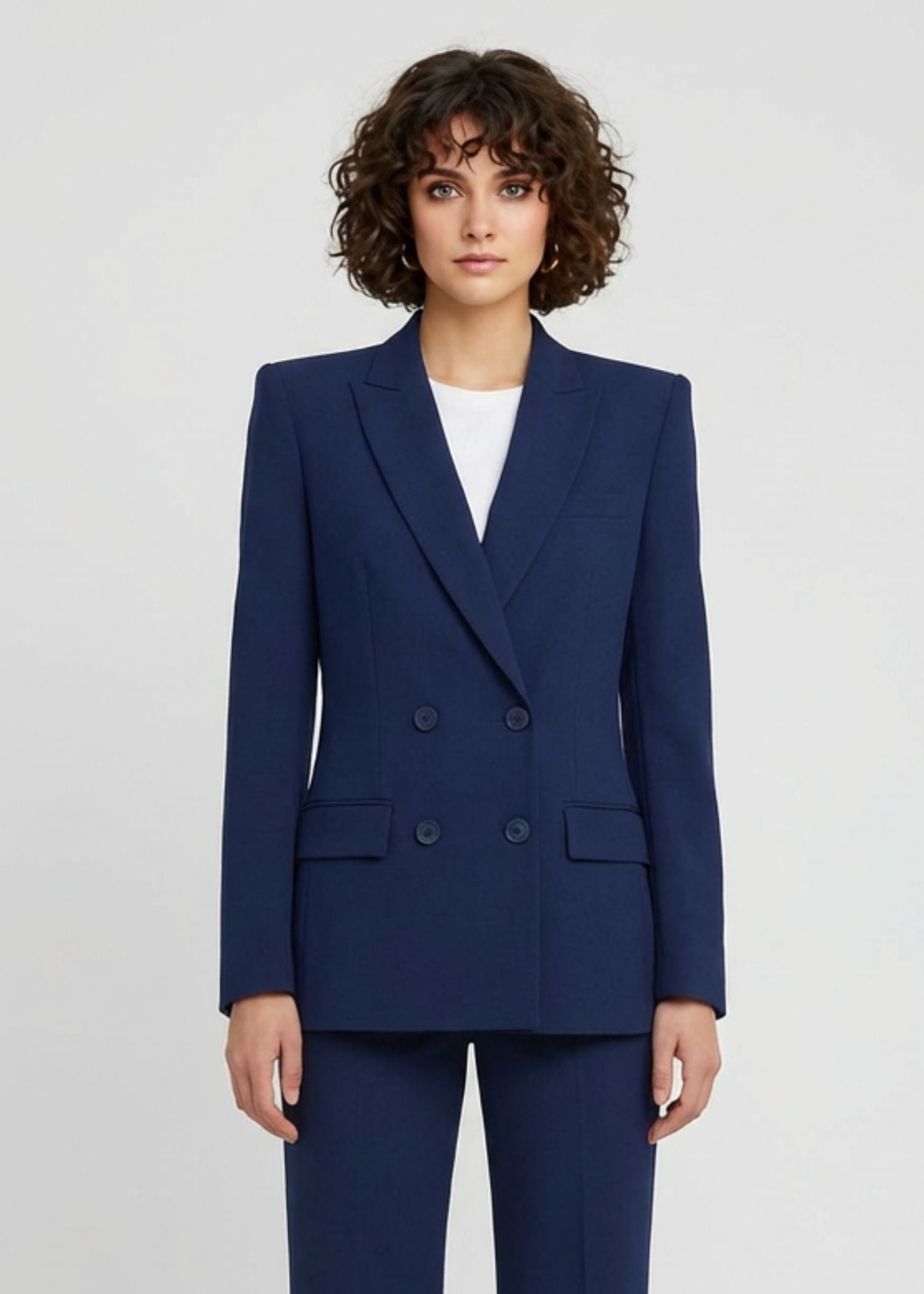 Socotra Pointed Shoulder Suit in Dark Blue