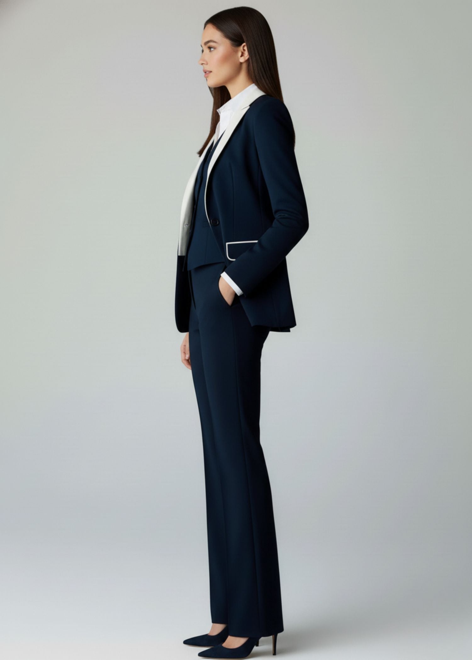 Solenne Peak Lapel Three Piece Tuxedo