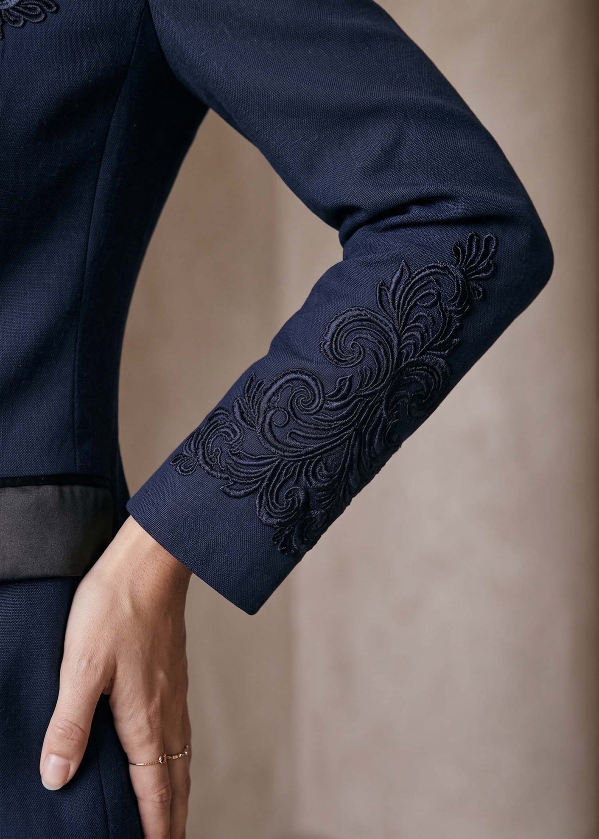 Thread Embroidered Two Piece Tuxedo Suit for Women