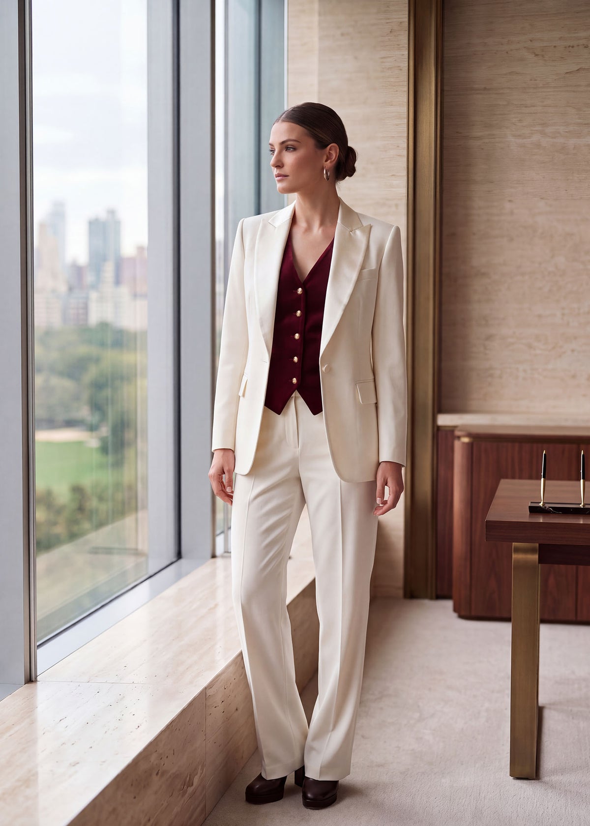 Three Piece Tuxedo with Maroon Vest