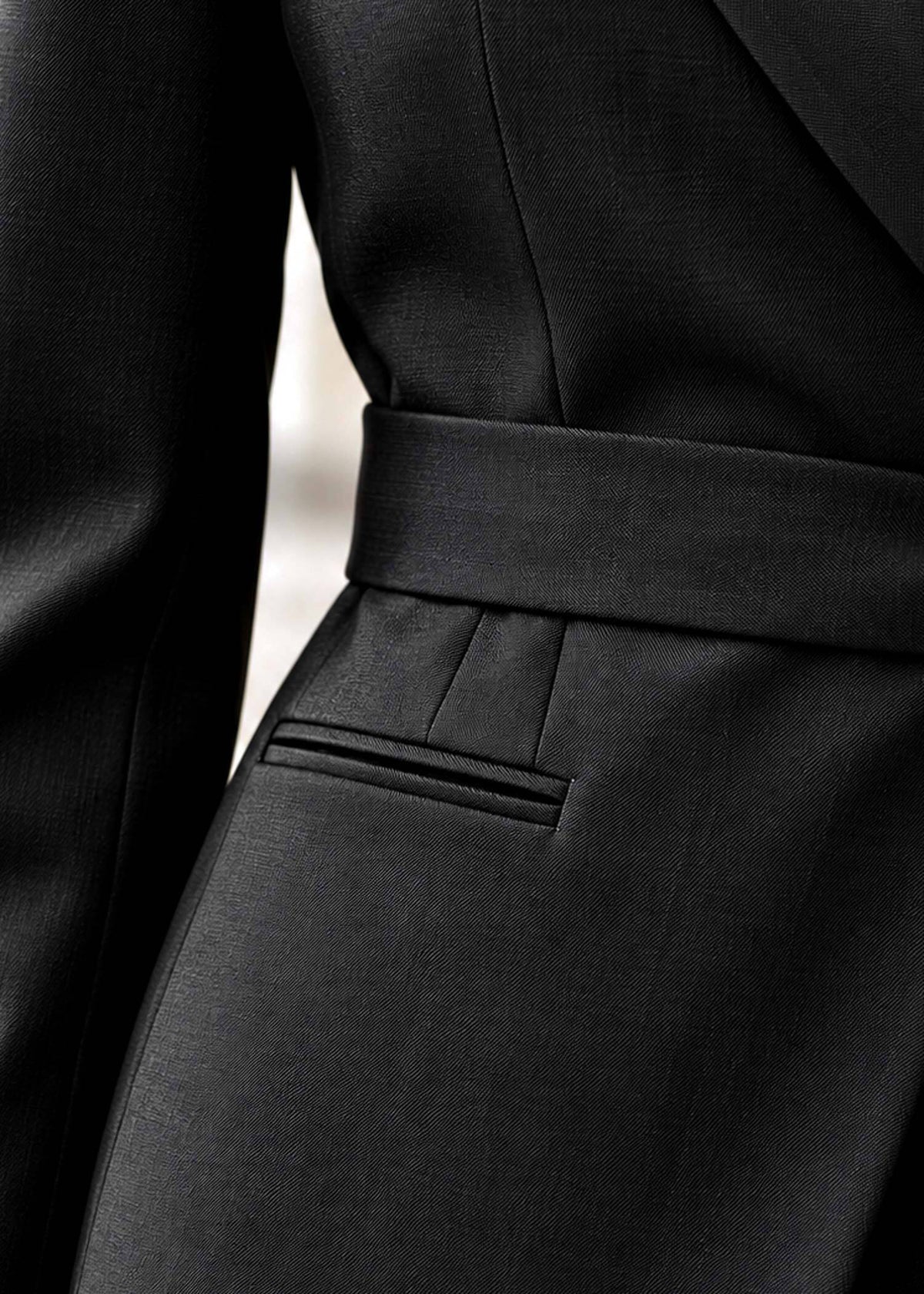 Tie Waist Suit in Matte Black