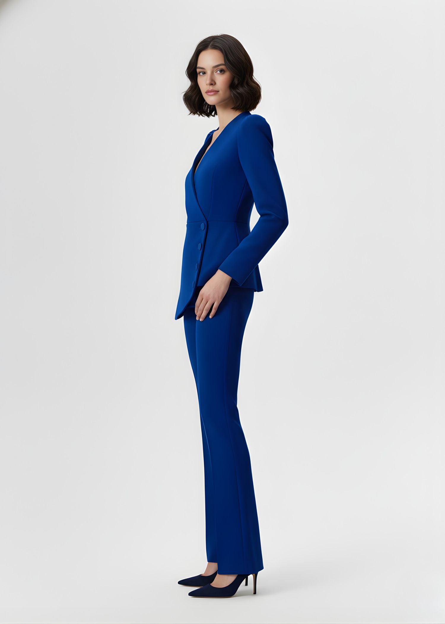 royal blue dress suit women's Tribeca Asymmetric Wrap Style Suit in Royal Blue