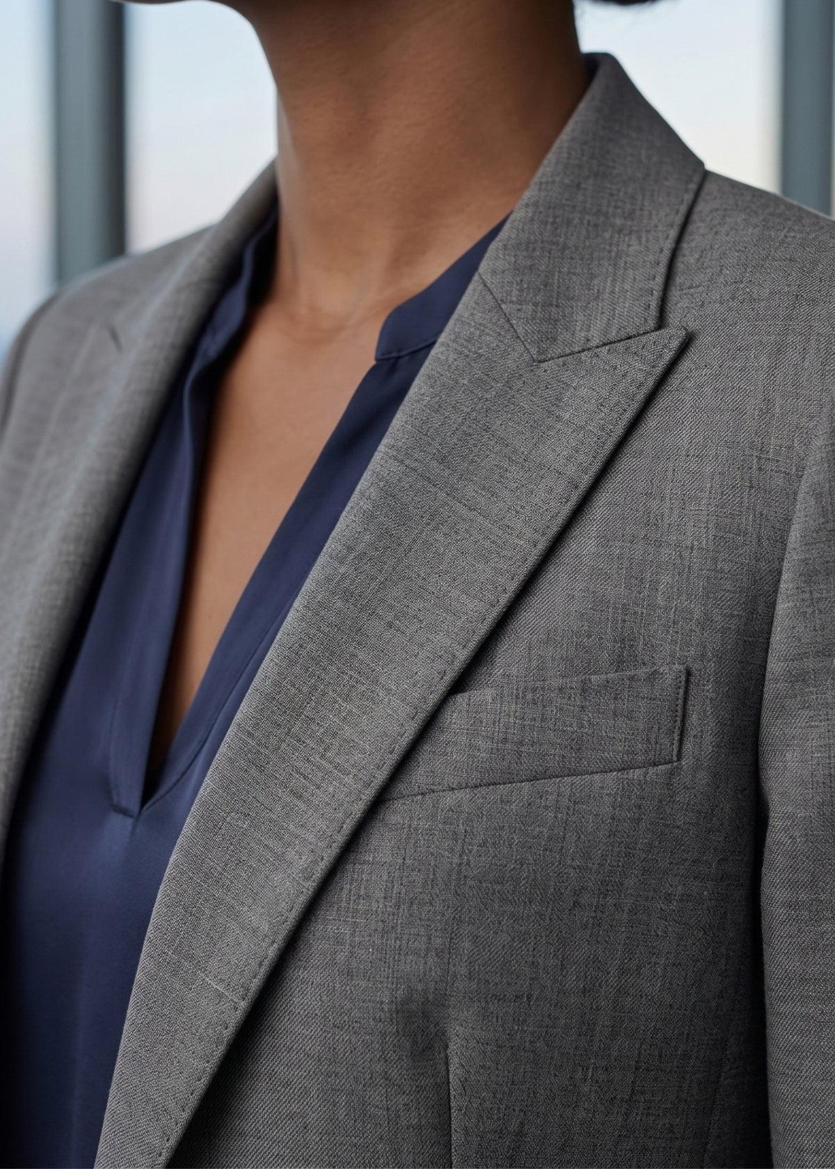 Grey Two-Piece Business Suit for Women