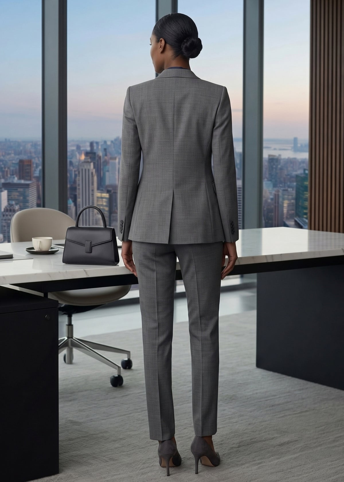 Grey Two-Piece Business Suit for Women