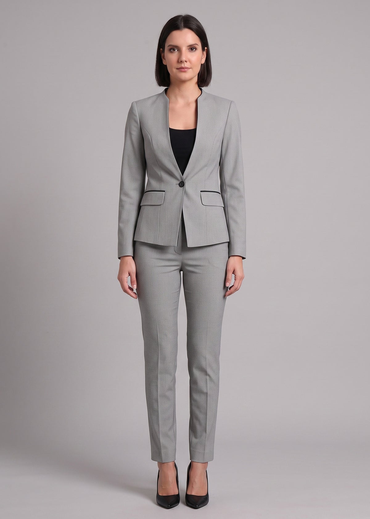 V_Neckline_Office_Wear_Business_Suit