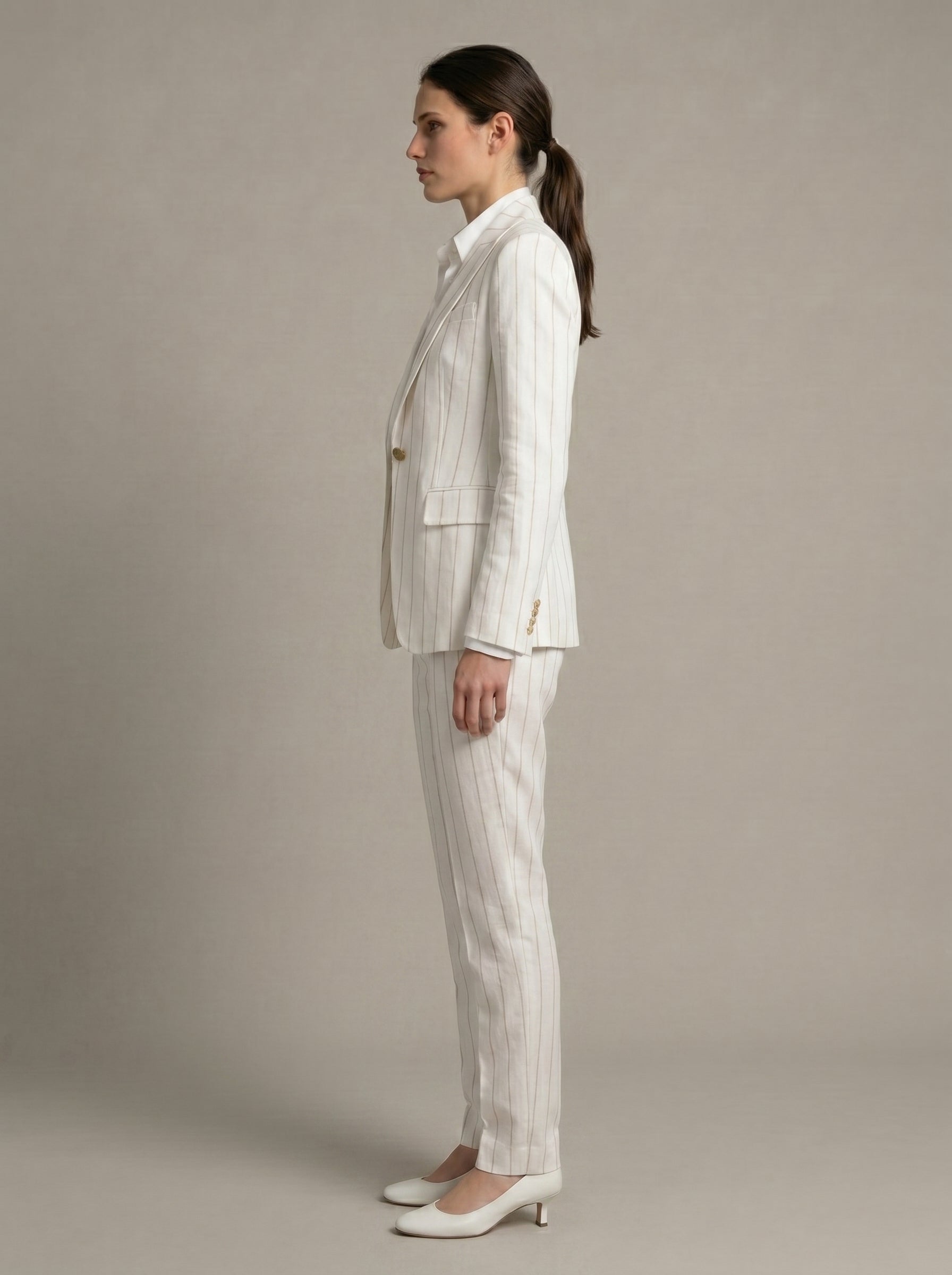 Vatican Ivory Pinstripe Linen Suit