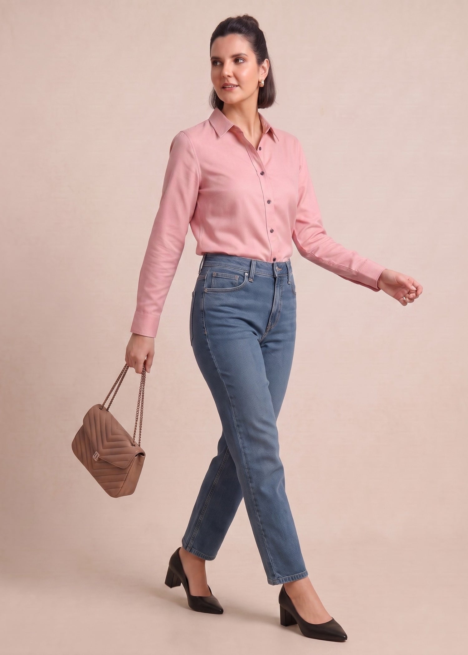 Venice Pink Button Down Shirt for Women