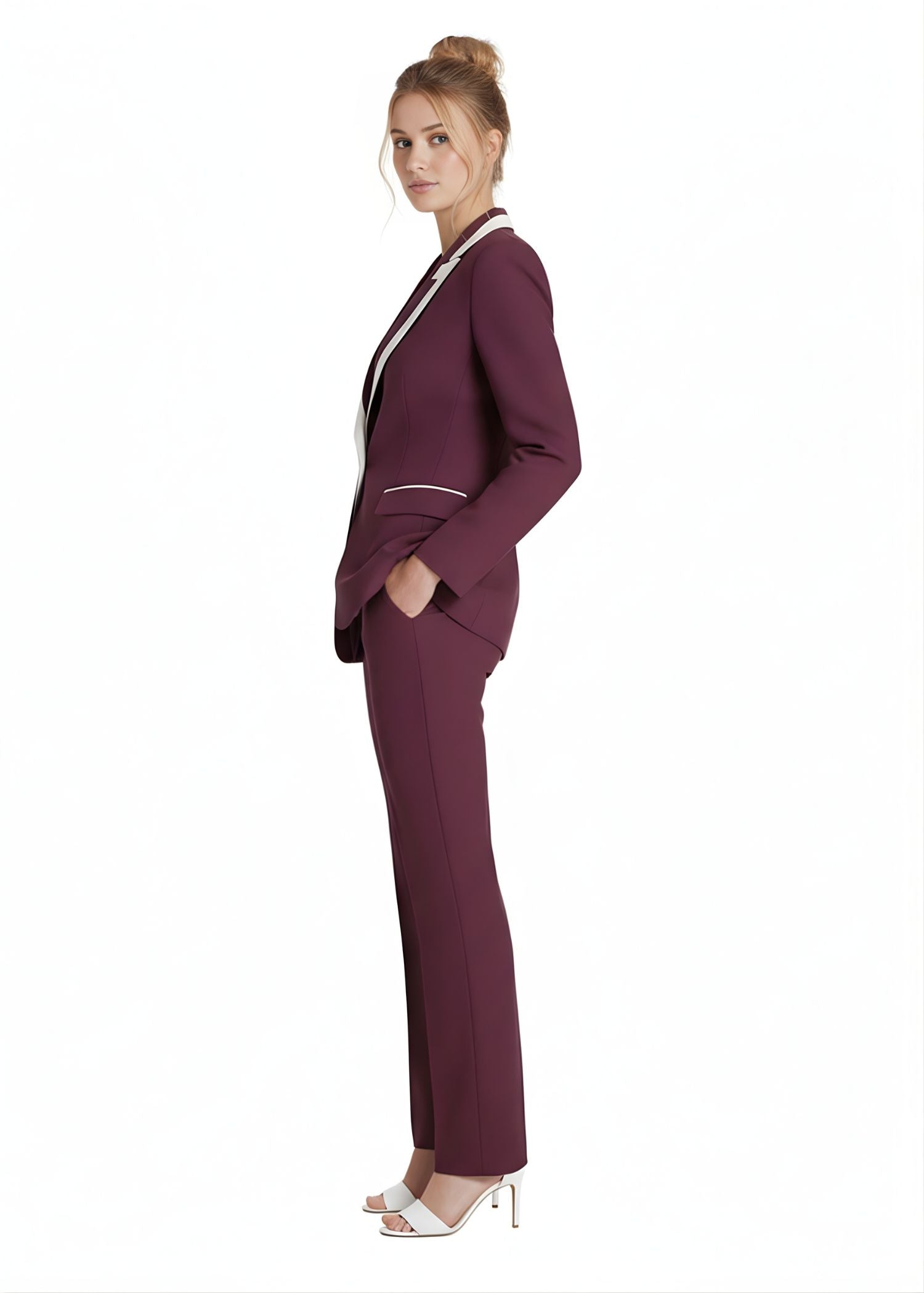 Verona Trim Lapel Tuxedo in Plum