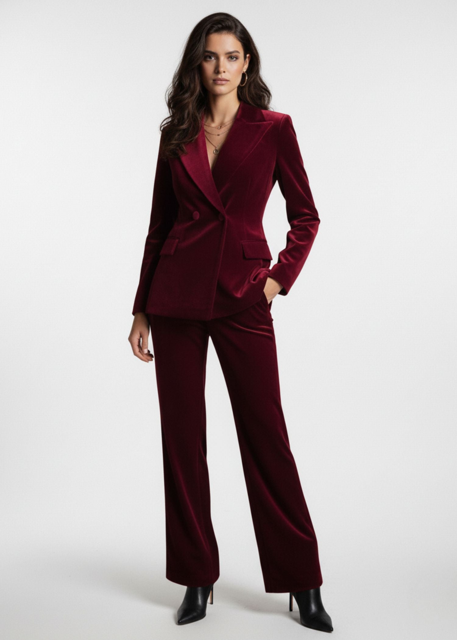 Vesper Maroon Peak Lapel Suit 