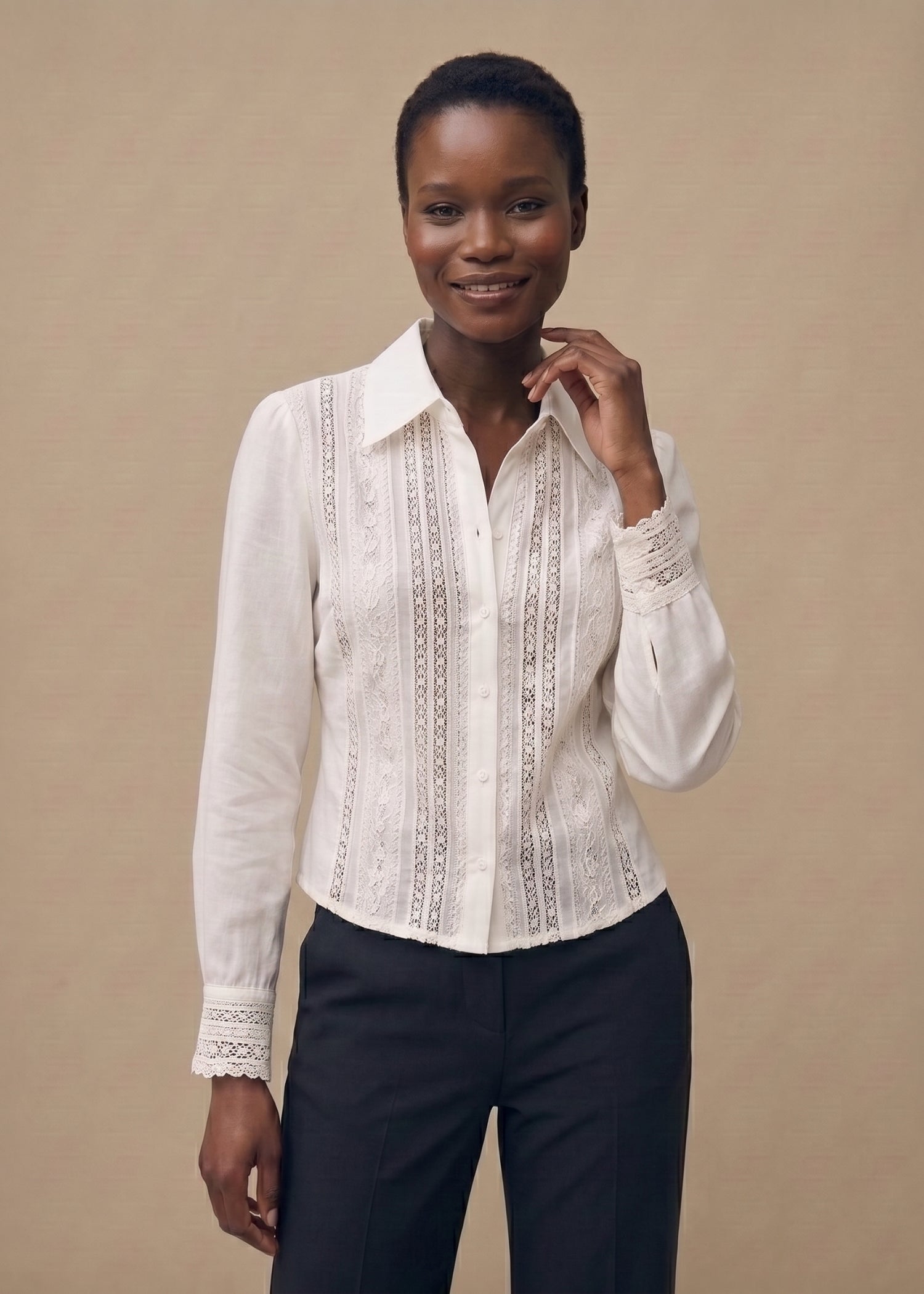 Buy White Lace Top with Collar for Ladies in all sizes