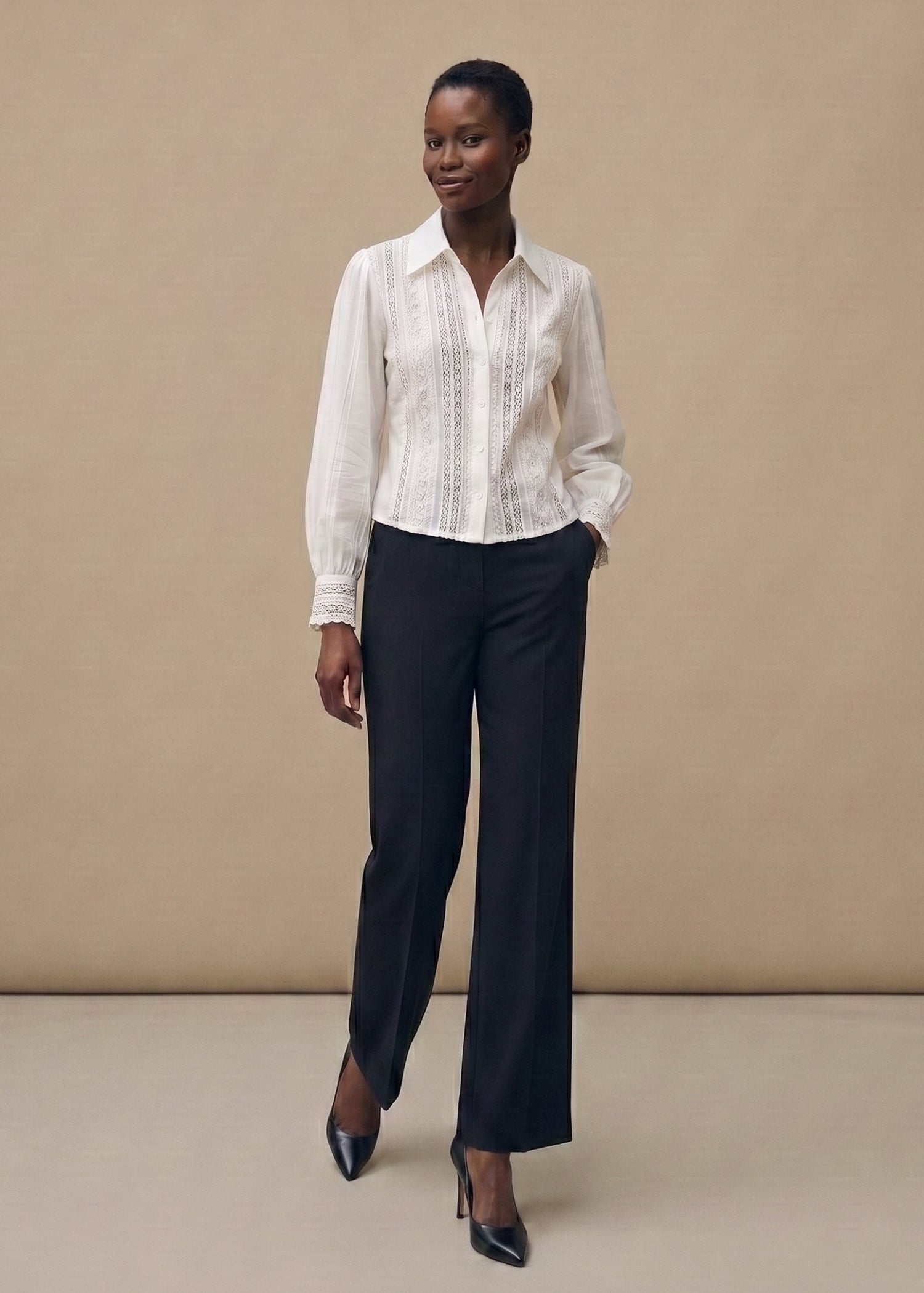 White Lace Top with Collar
