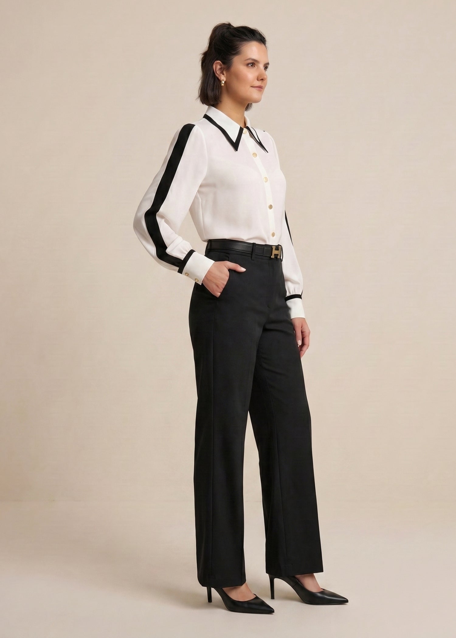White Pointy Collar Shirt
