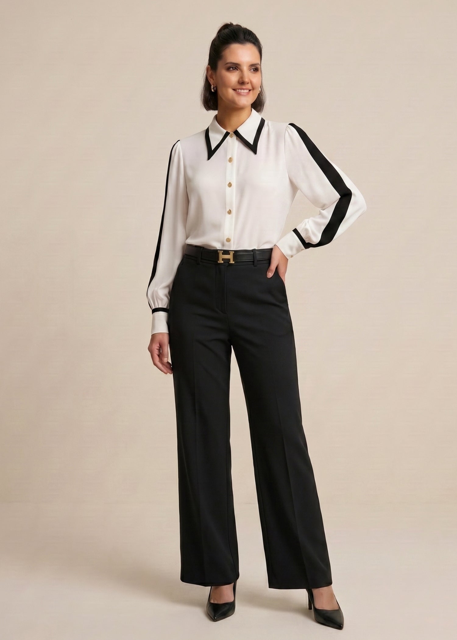 White Pointy Collar Shirt for Female