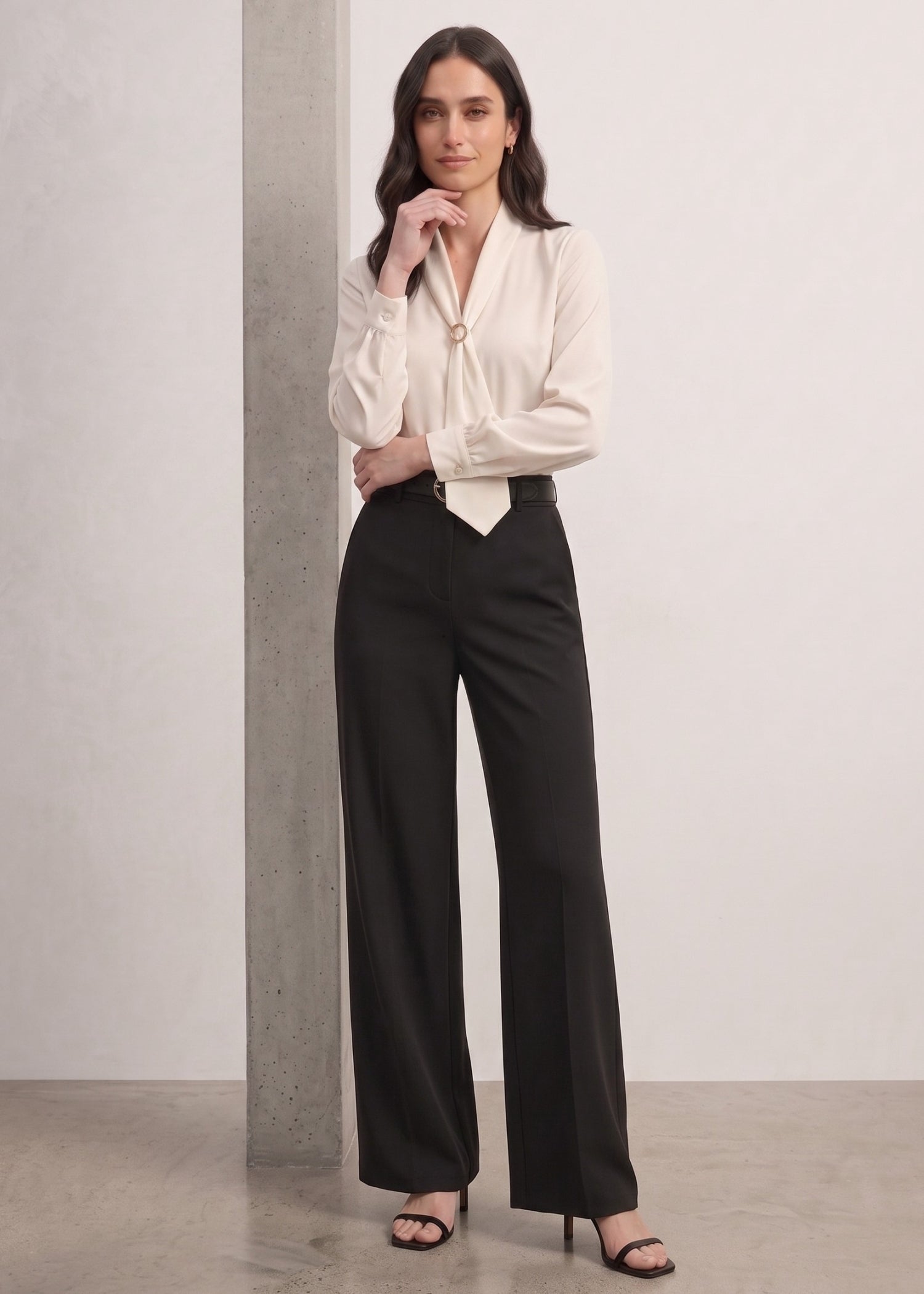 White Tie Neck Top for Ladies