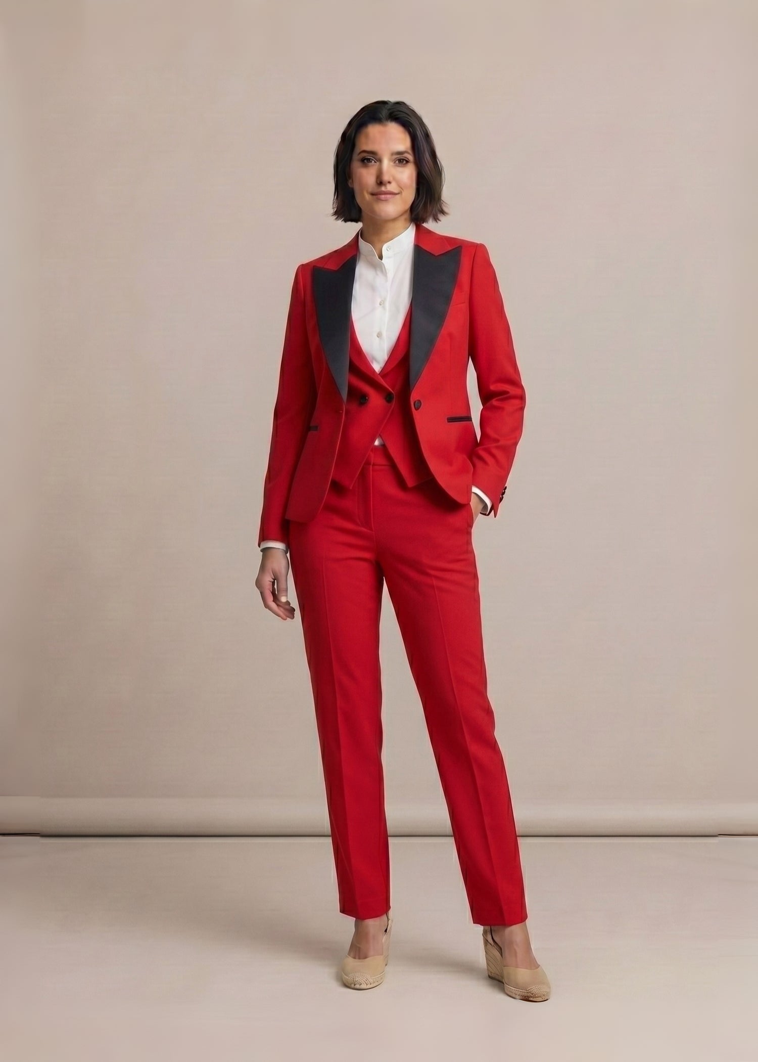 Wide Lapel Tuxedo in Red