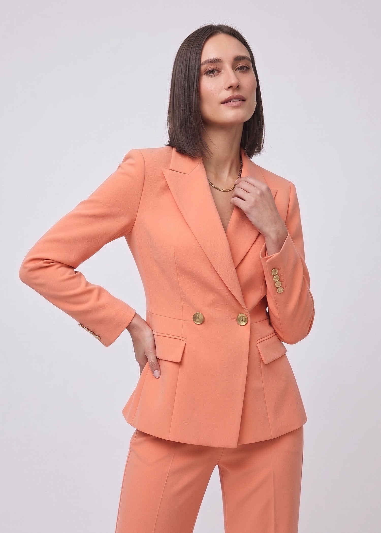 Wide Peak Lapel Suit in Coral
