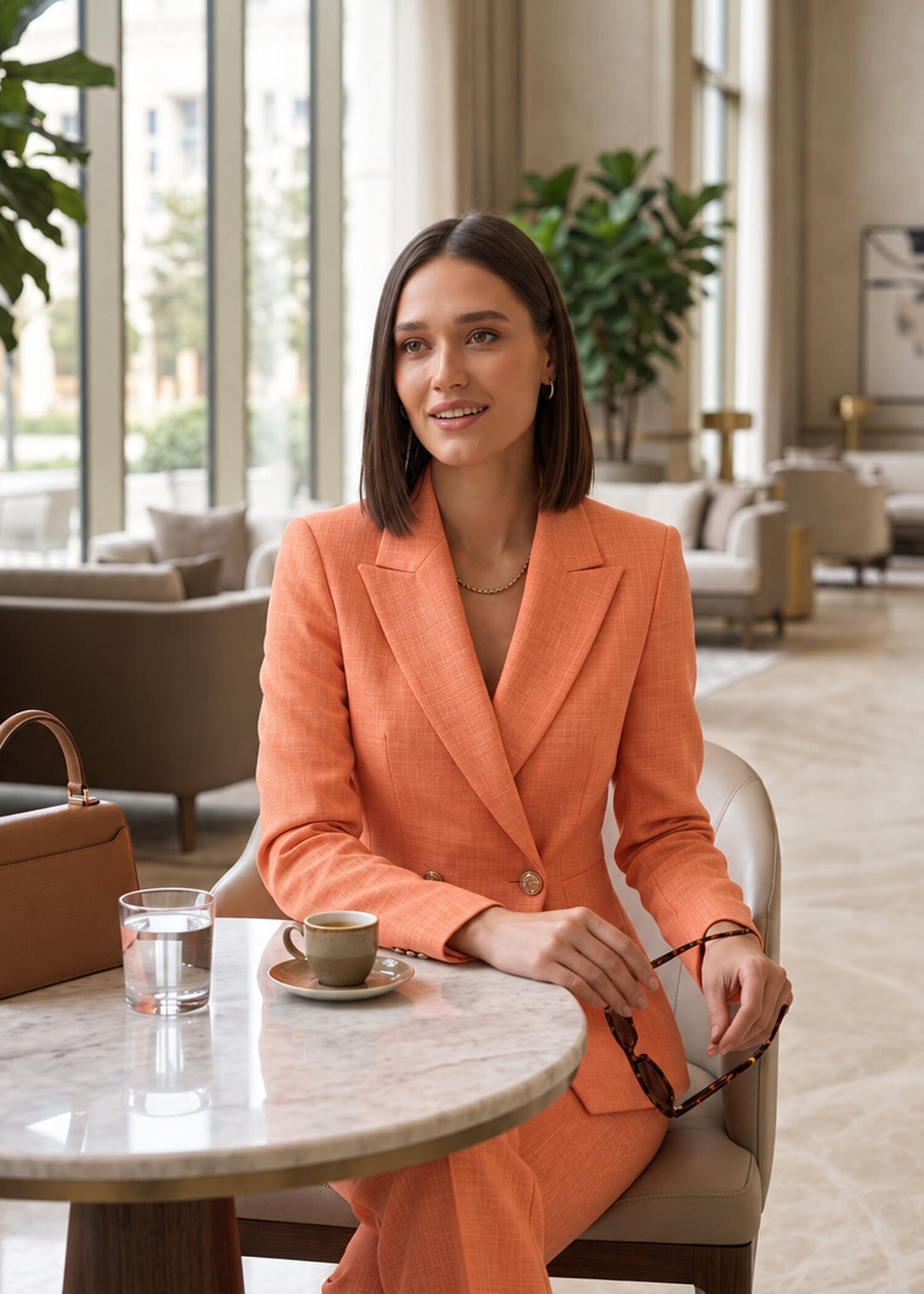 Wide Peak Lapel Suit in Coral