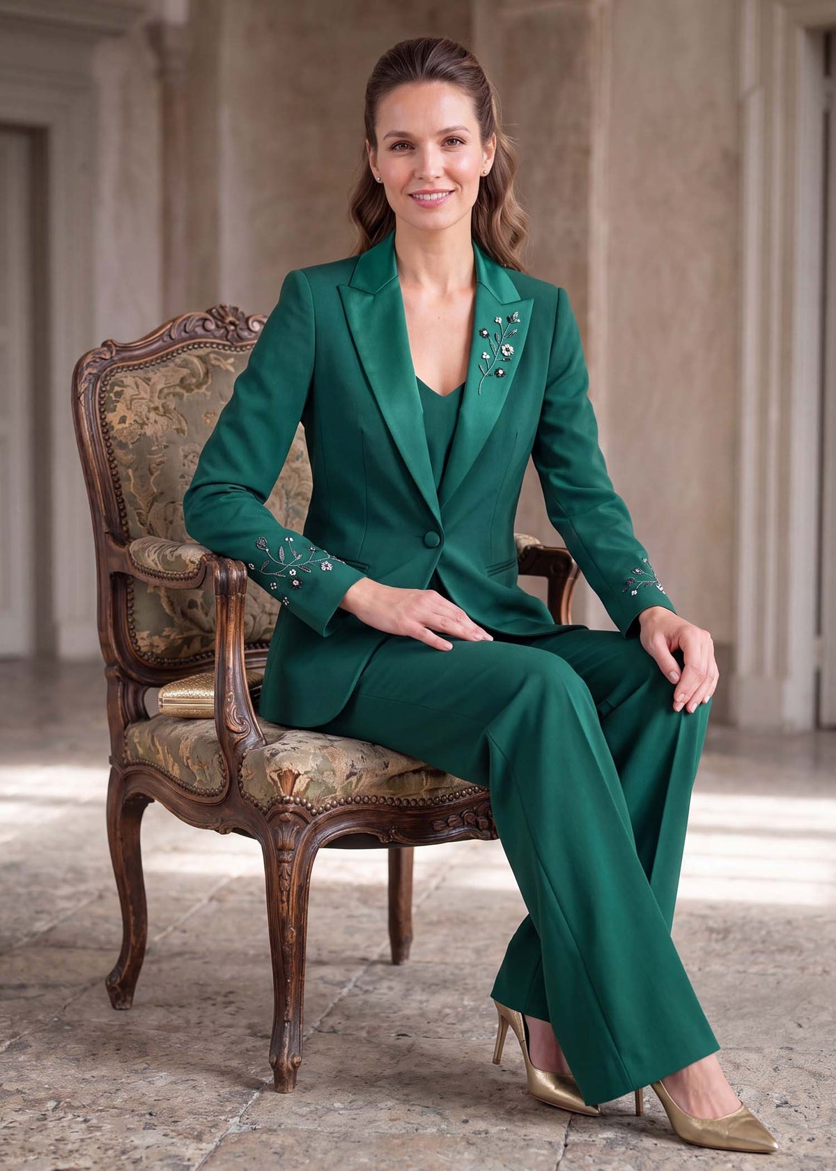 Floral Beadwork Embroidered Tuxedo