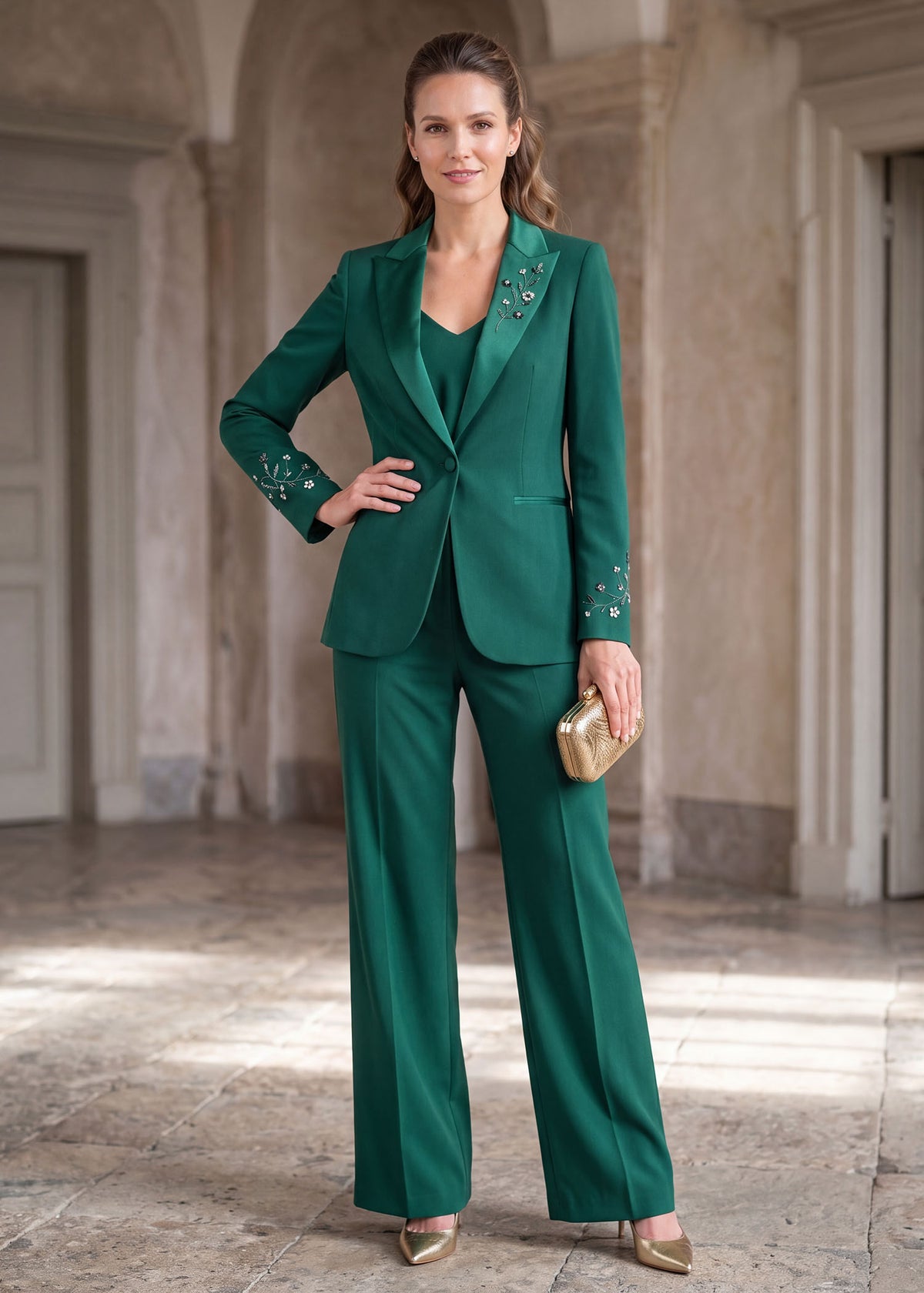 Floral Beadwork Embroidered Tuxedo