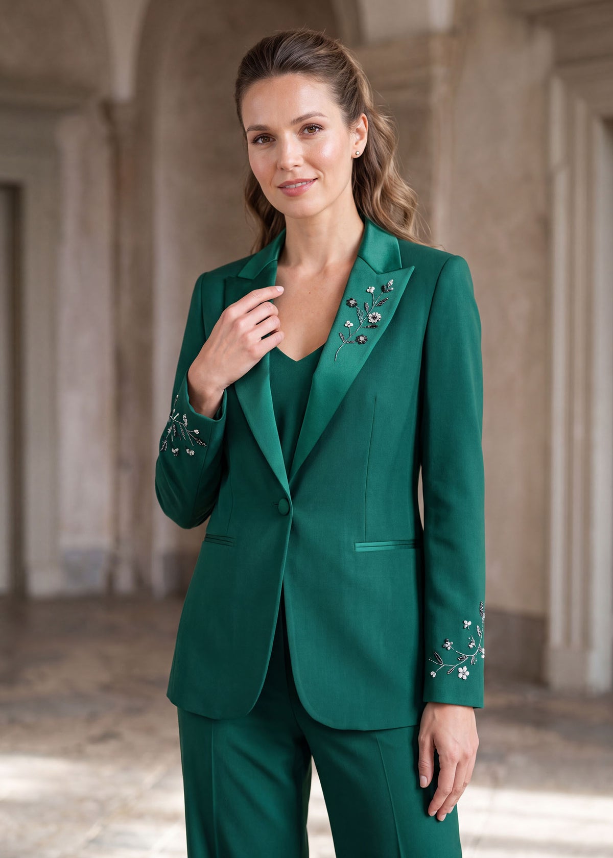 Floral Beadwork Embroidered Tuxedo