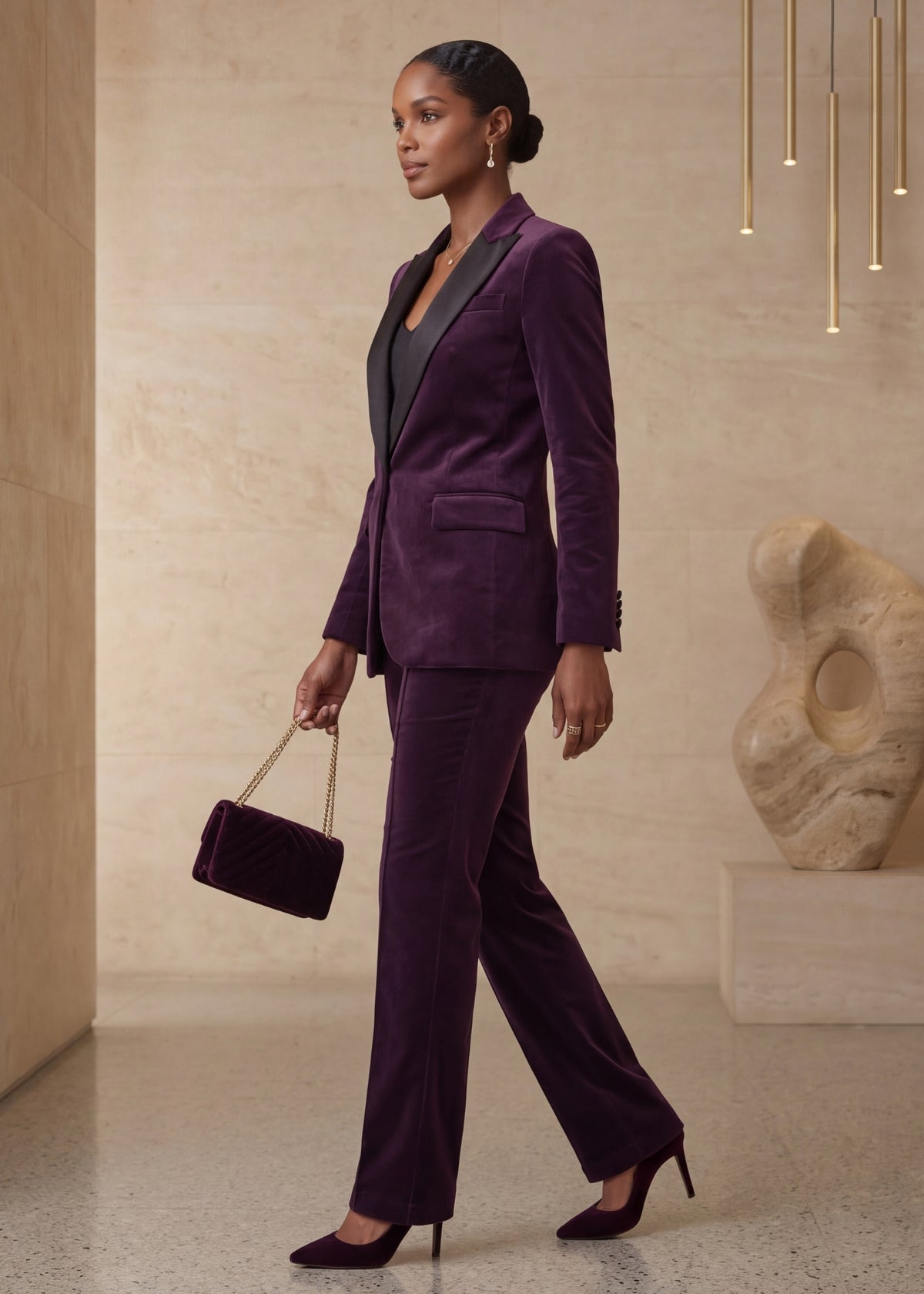 Zion Satin Lapel Tuxedo in Purple