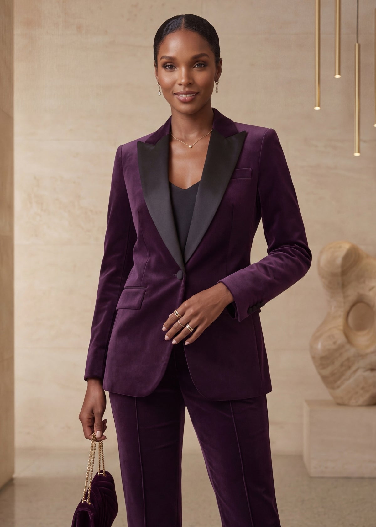 Zion Satin Lapel Tuxedo in Purple
