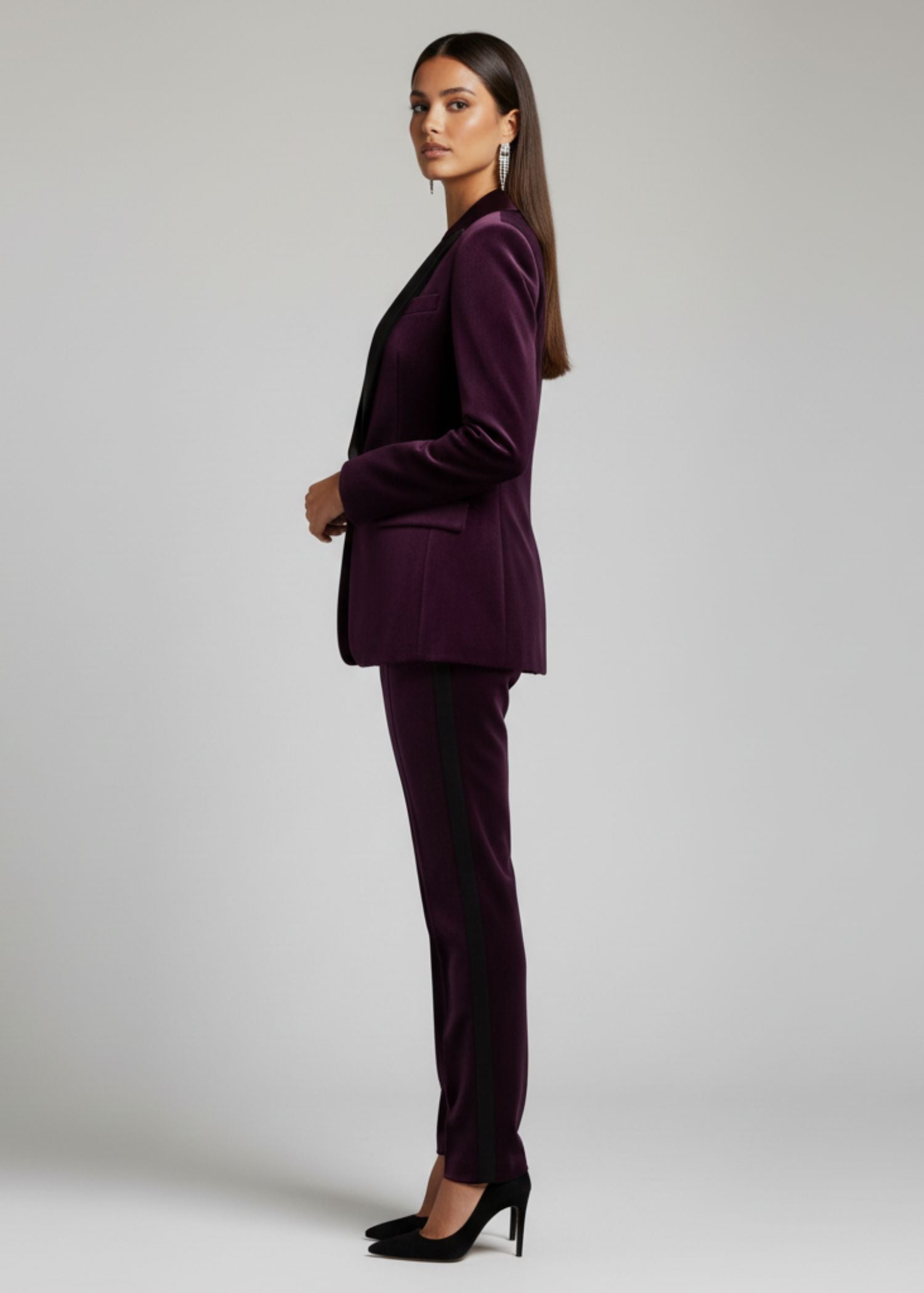 Zion Satin Lapel Tuxedo in Purple