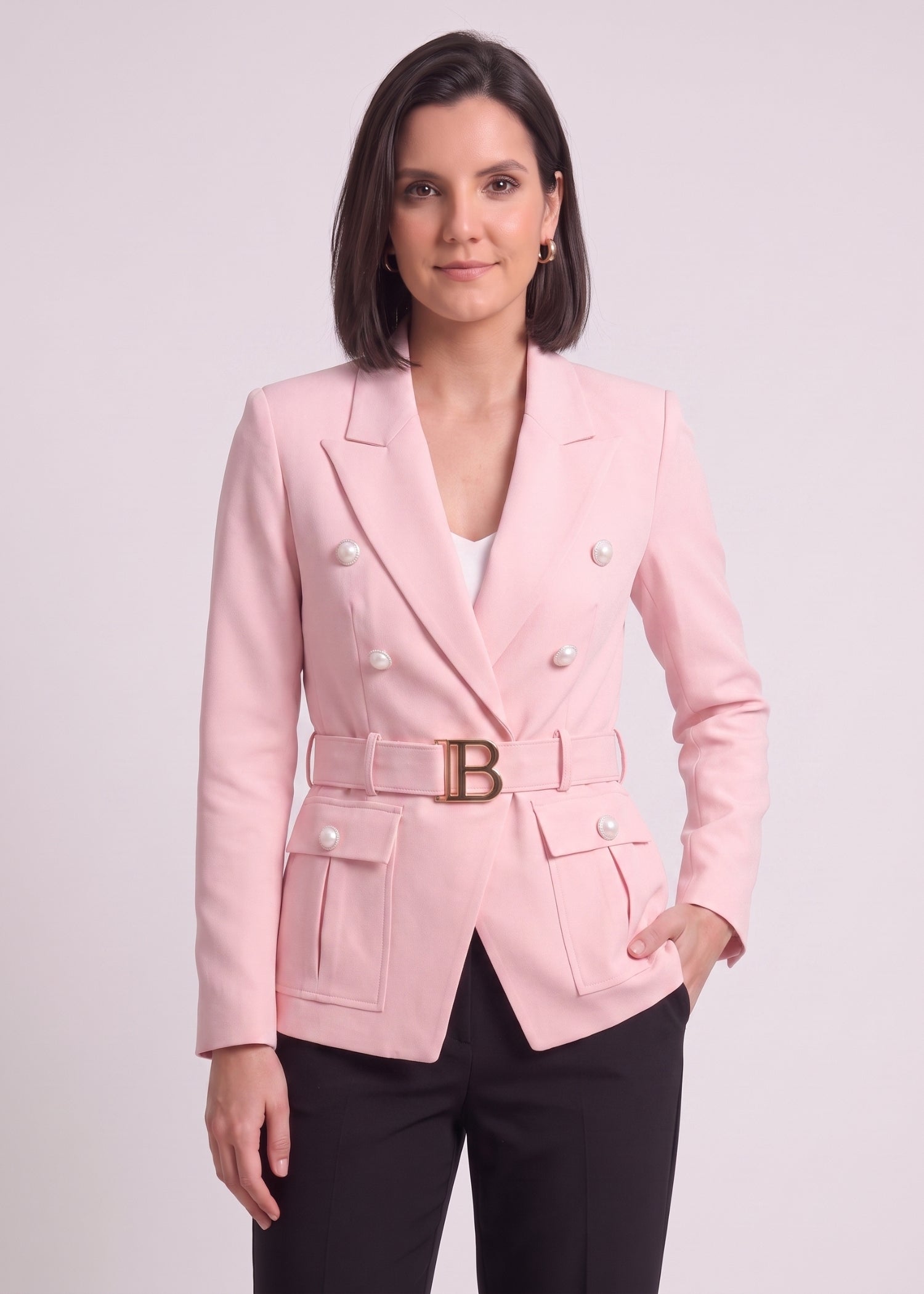 Zugspitze Pink Belted Women Blazer