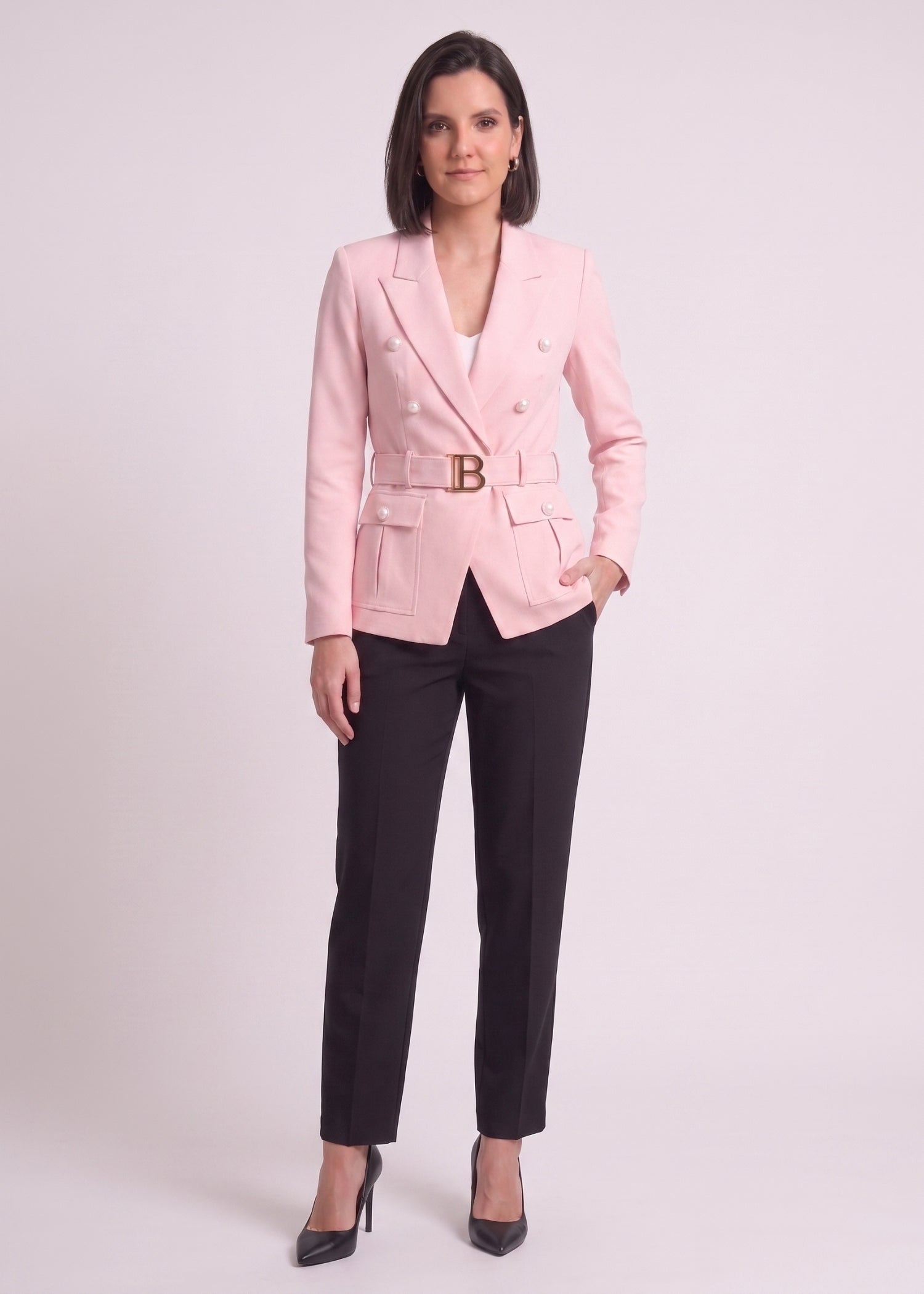 Zugspitze Pink Belted Women Blazer