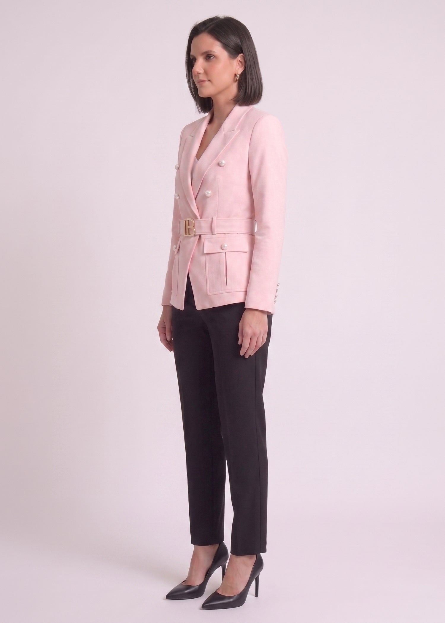 Zugspitze Pink Belted Women Blazer