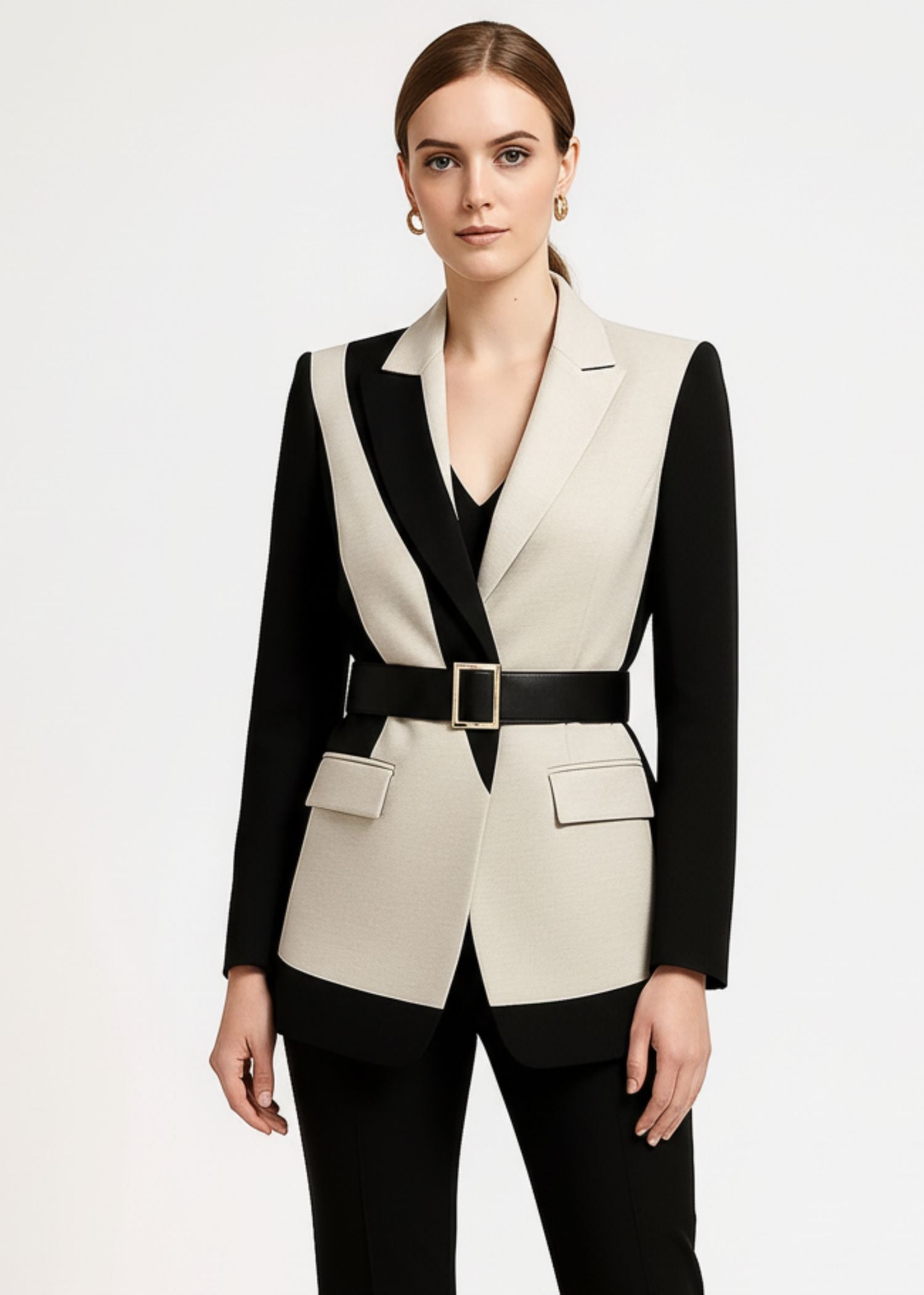 Santorini Women's Beige and Black tuxedo