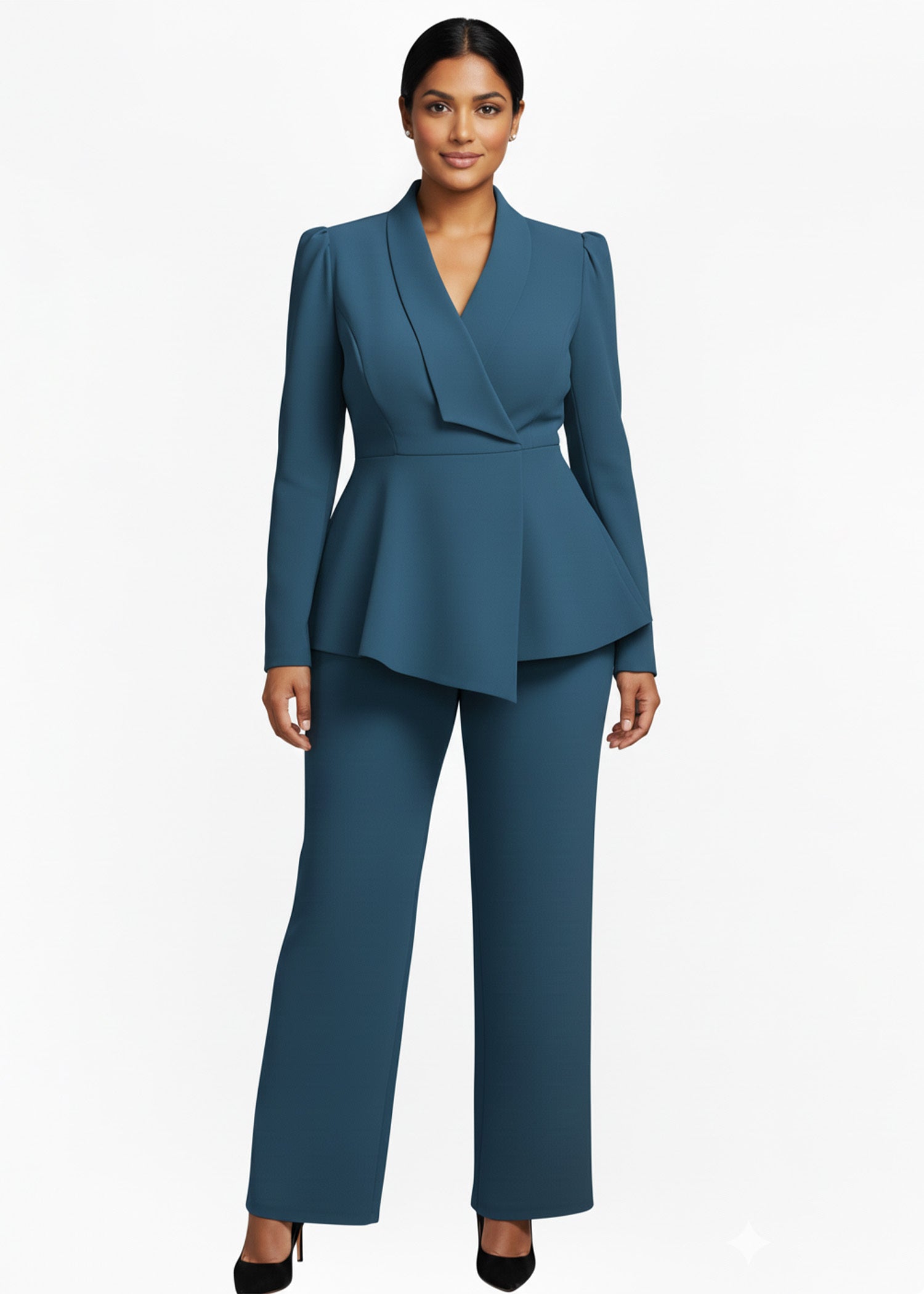 Crete Wrap Style Suit in Cadet Blue