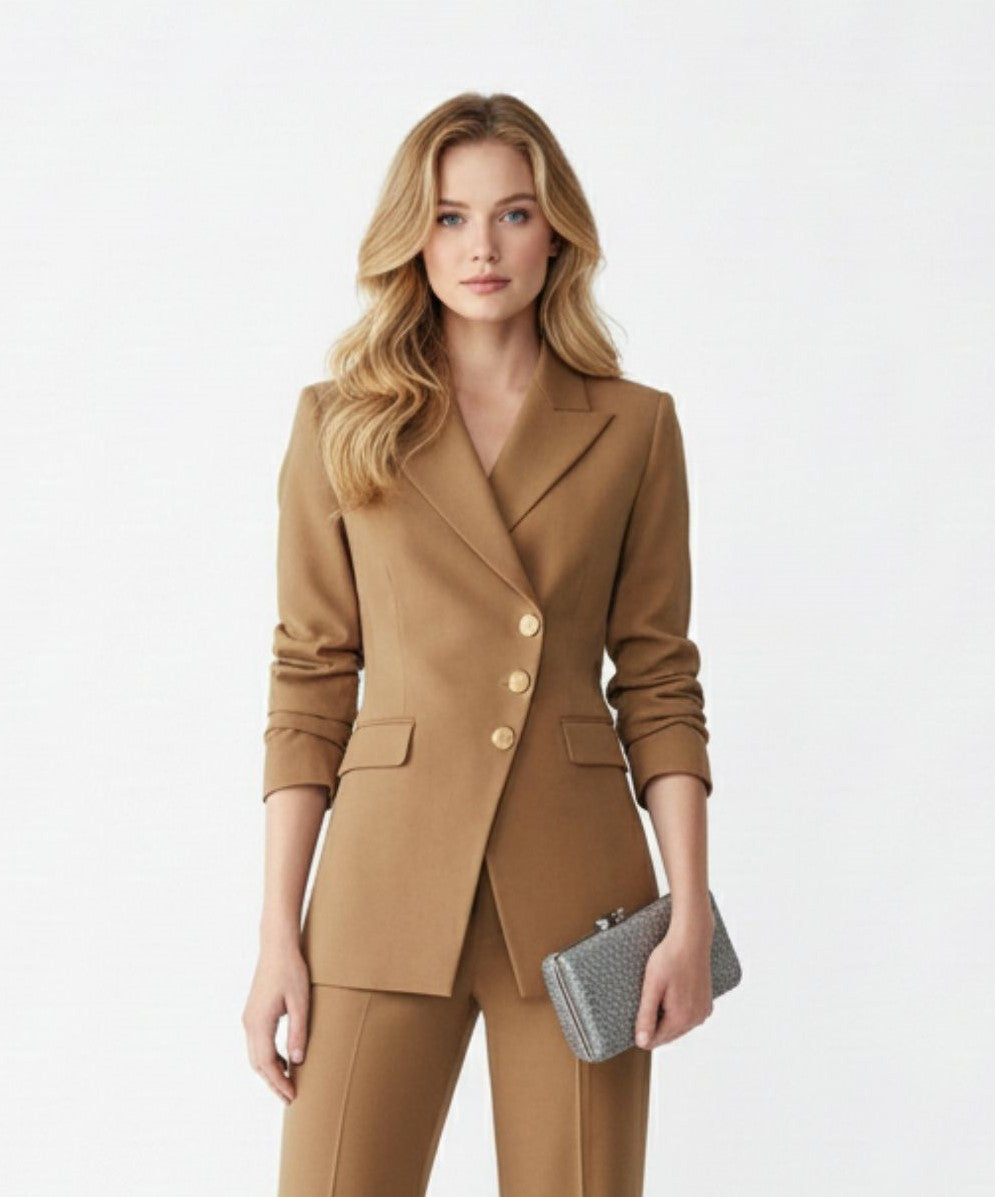 Three Button Camel Suit