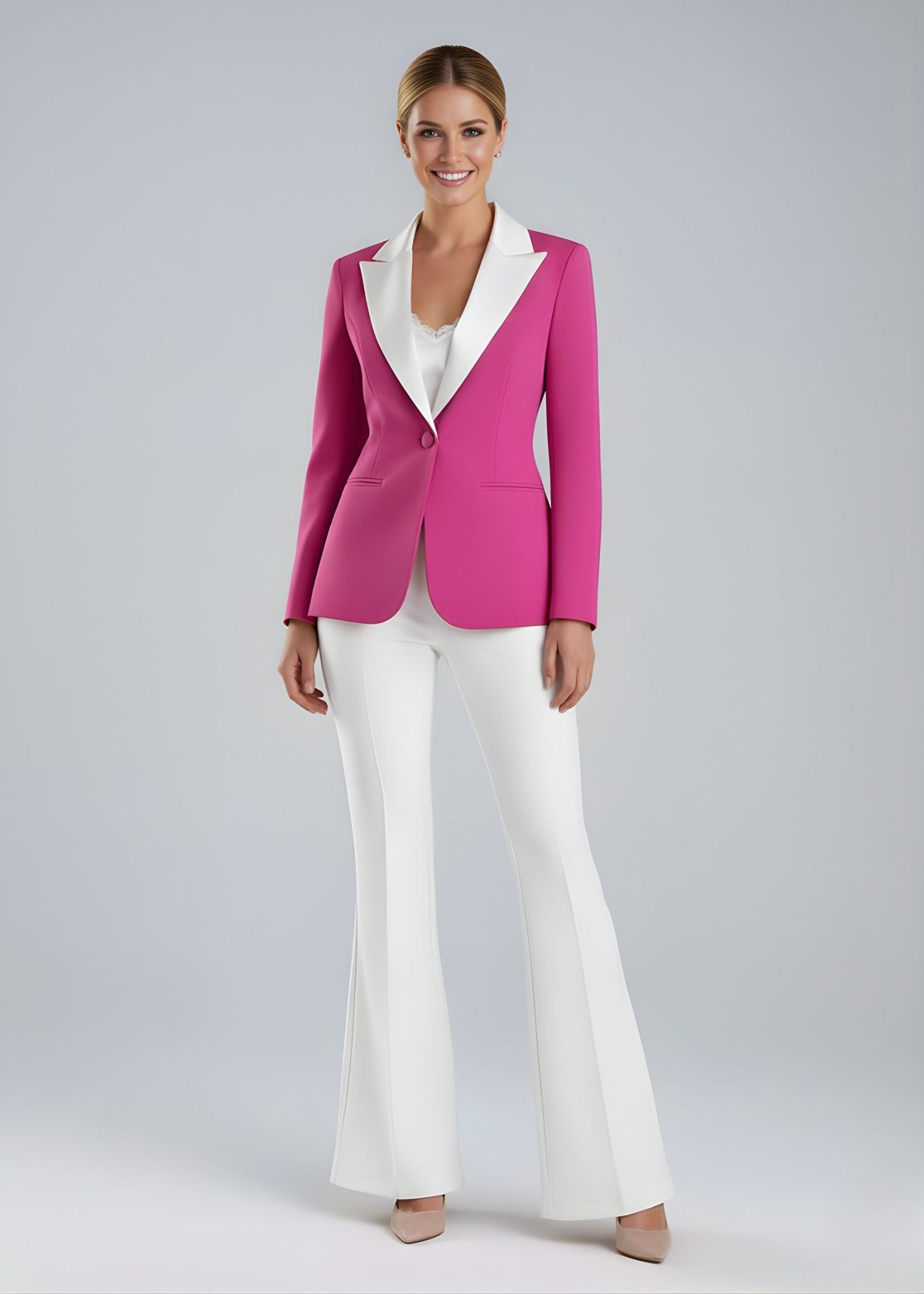 contrast Peak lapel tuxedo