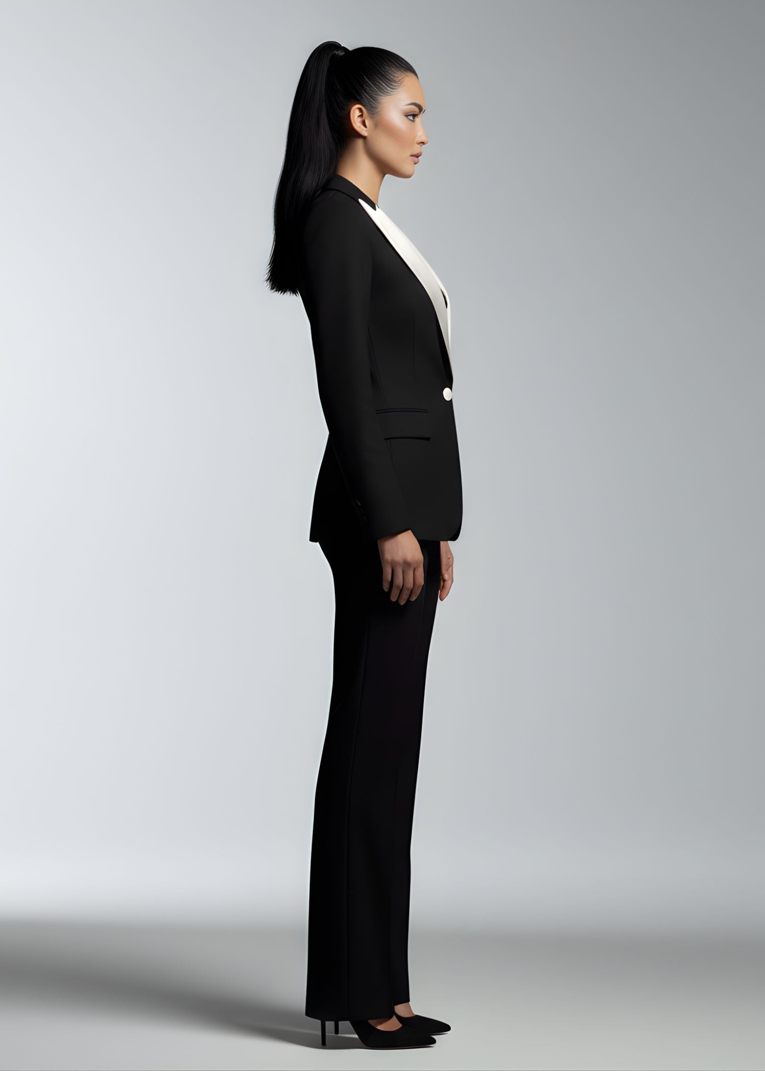 contrast lapel tuxedo in jet black