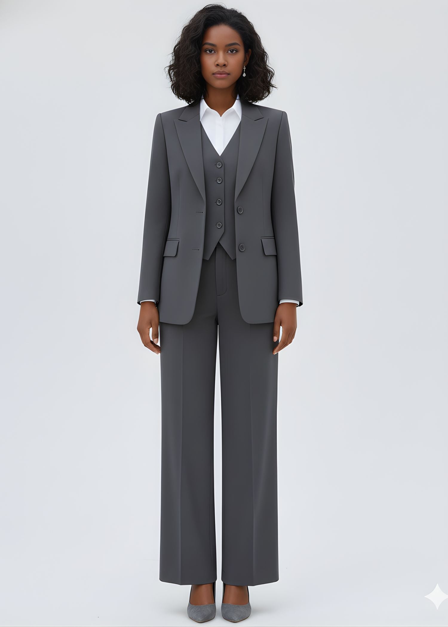 Women Dark Gray 3 Piece Suit