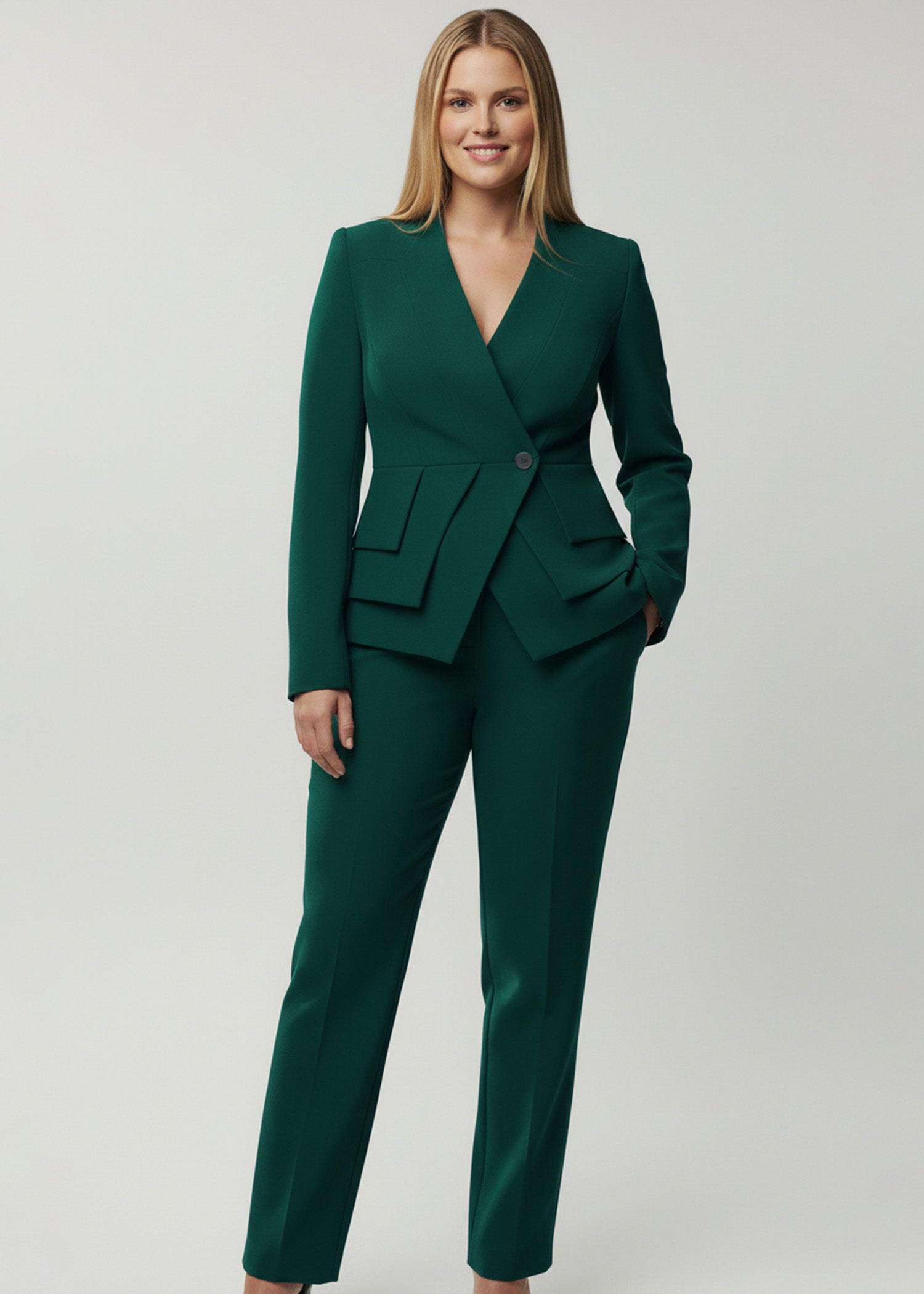 Single Button Suit in Emerald Green