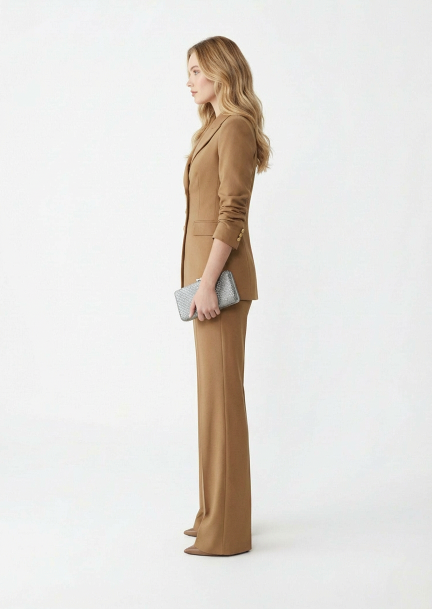 Three Button Camel Suit