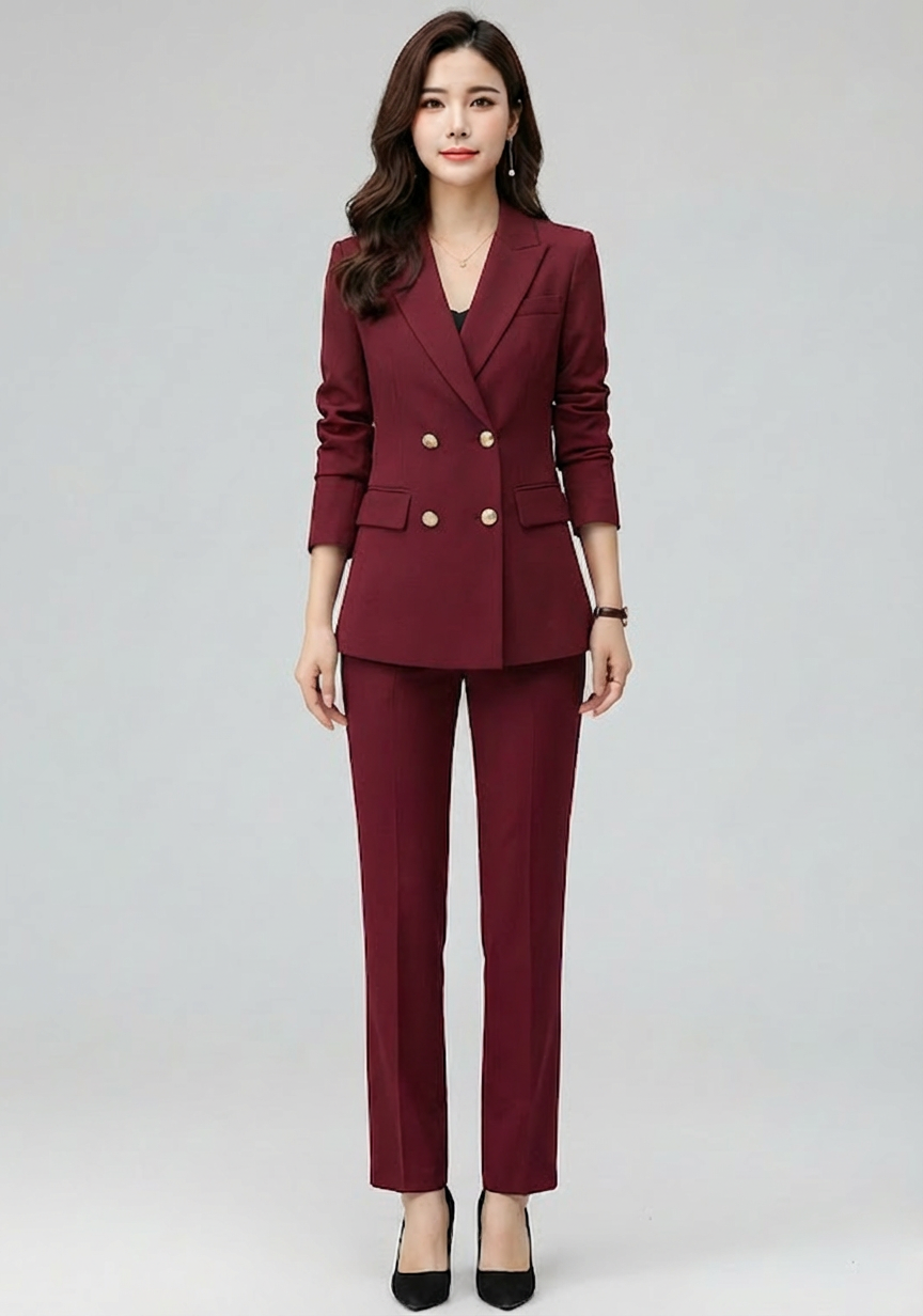 Maroon Double Breasted Suit